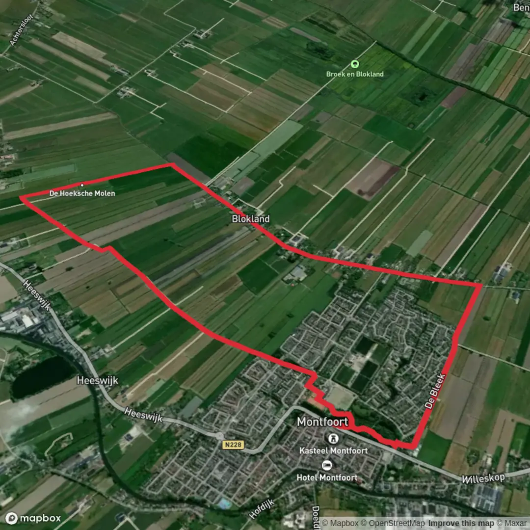 An image depicting the trail Blokland and Montfoort Loop and its surrounding area.