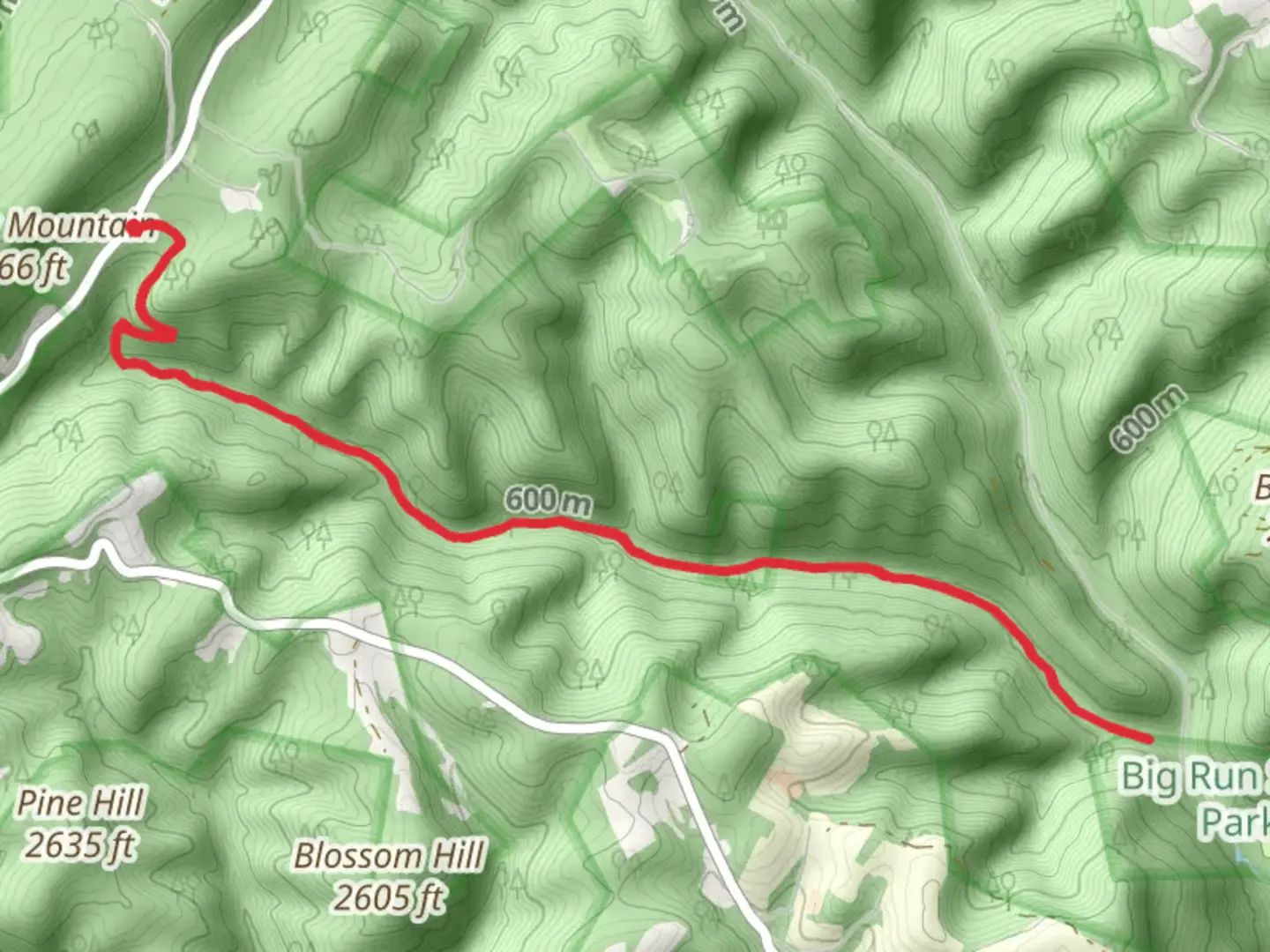 An image depicting the trail Monroe Run Hiking Trail and its surrounding area.