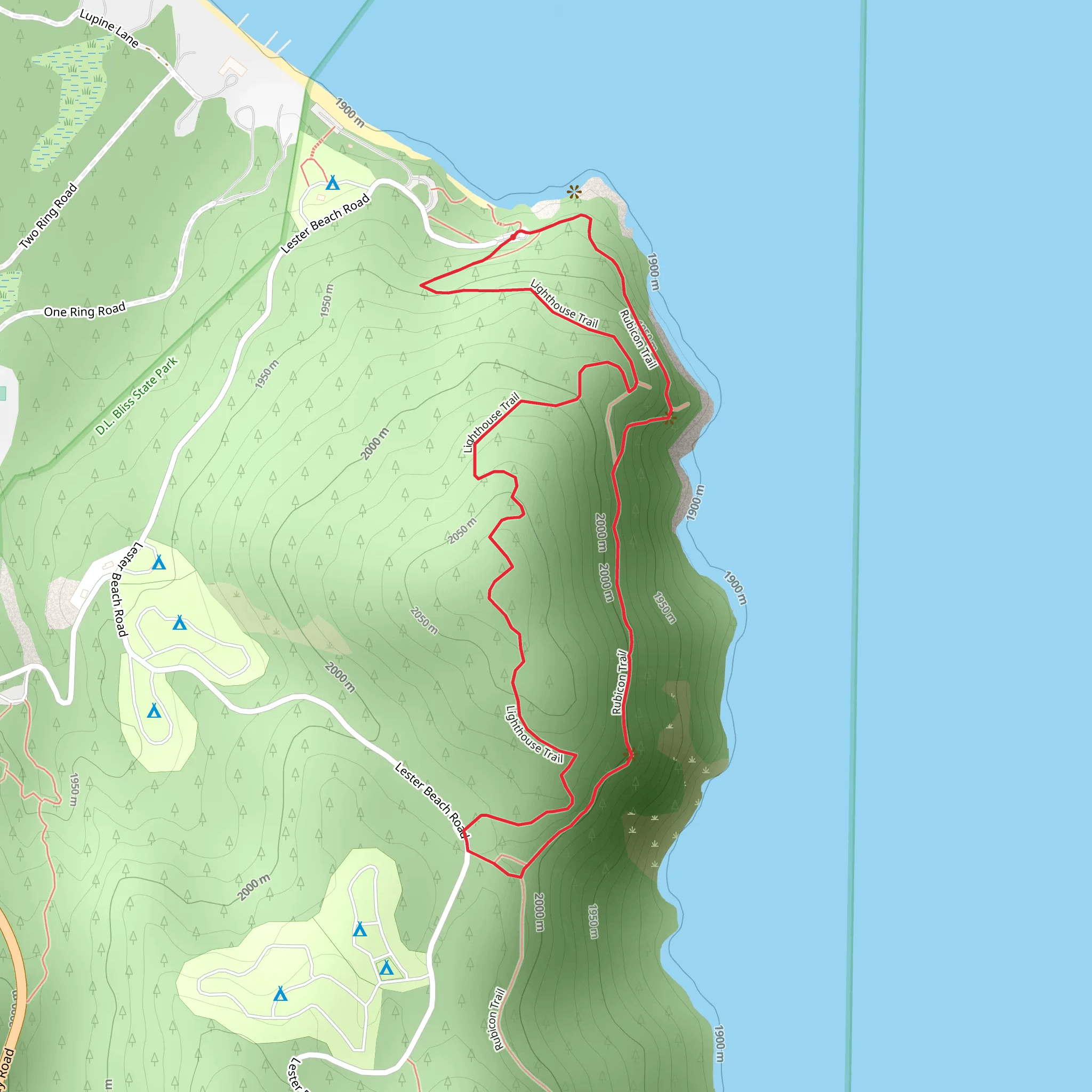 Lighthouse Trail and Rubicon Loop Trail mobile static map