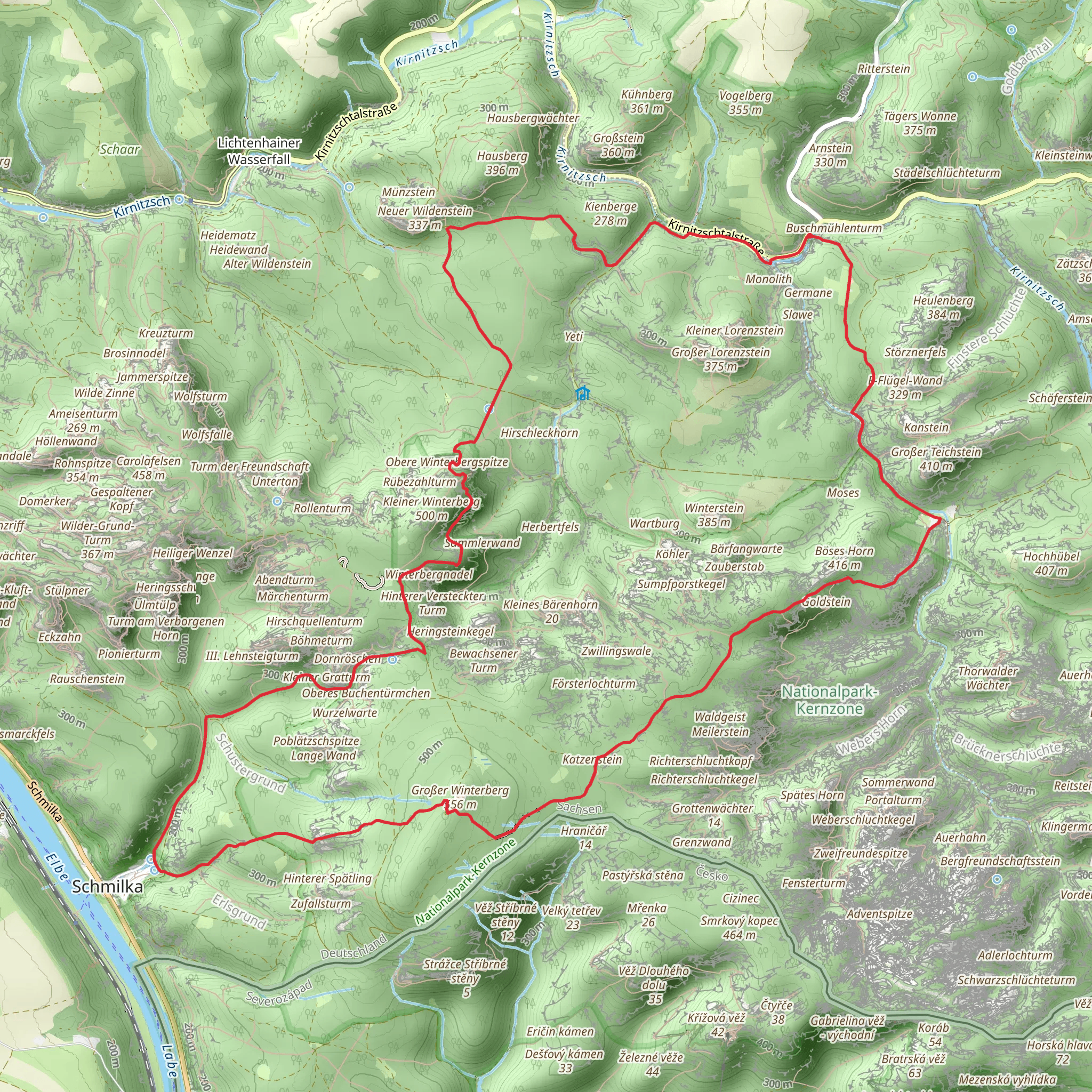 Saxon Switzerland National Park Loop via Grober Winterberg mobile static map