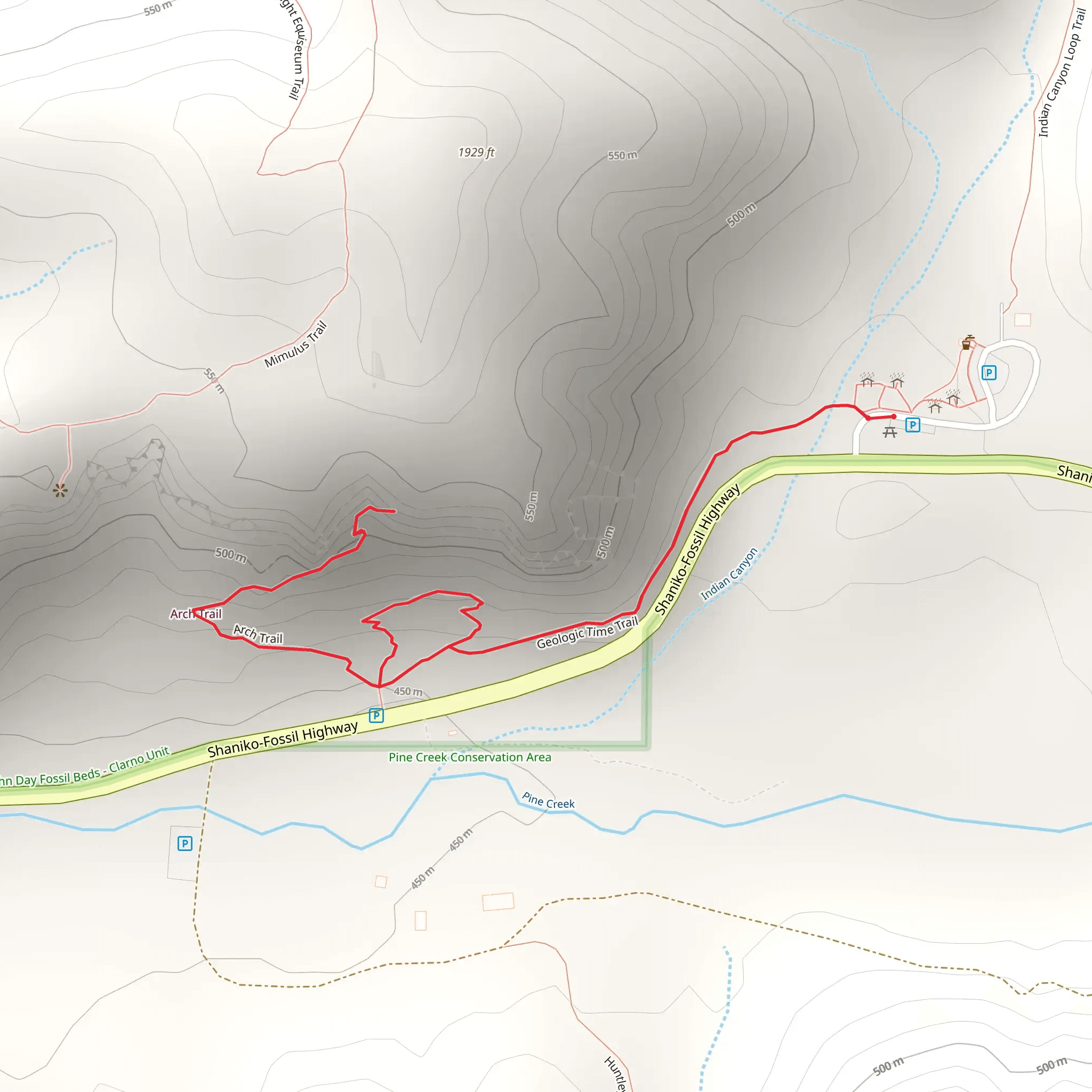 Geologic Time Trail, Arch Trail and Trail of the Fossils mobile static map