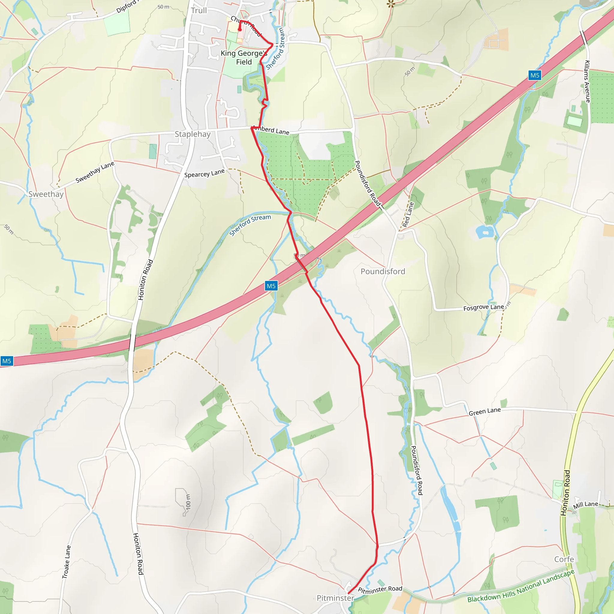 Trull Waterfall Walk mobile static map
