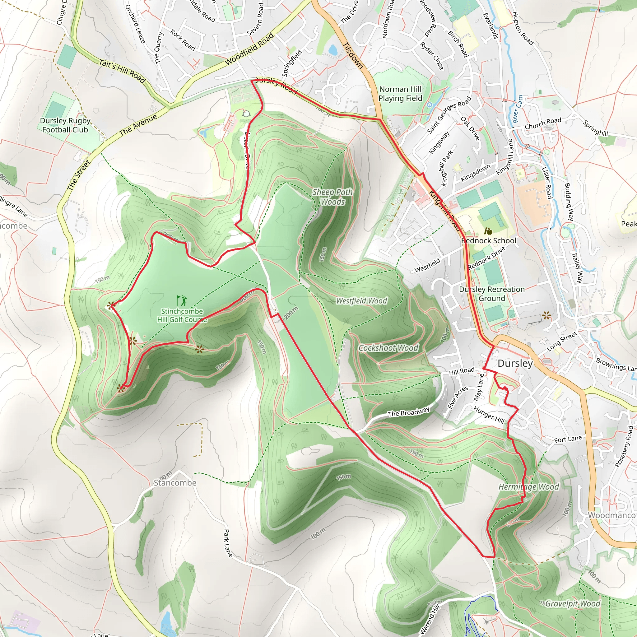 Hermitage Wood, Drakestone Point and Stinchcombe Hill Loop mobile static map
