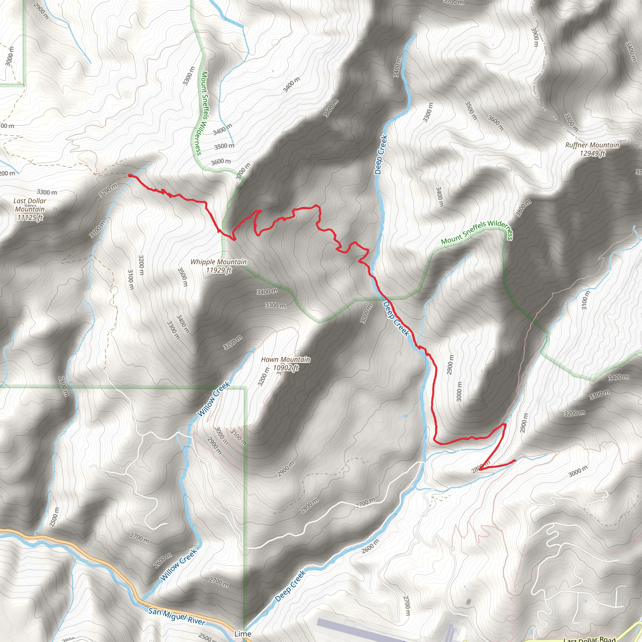 Whipple Mountain Trail mobile static map