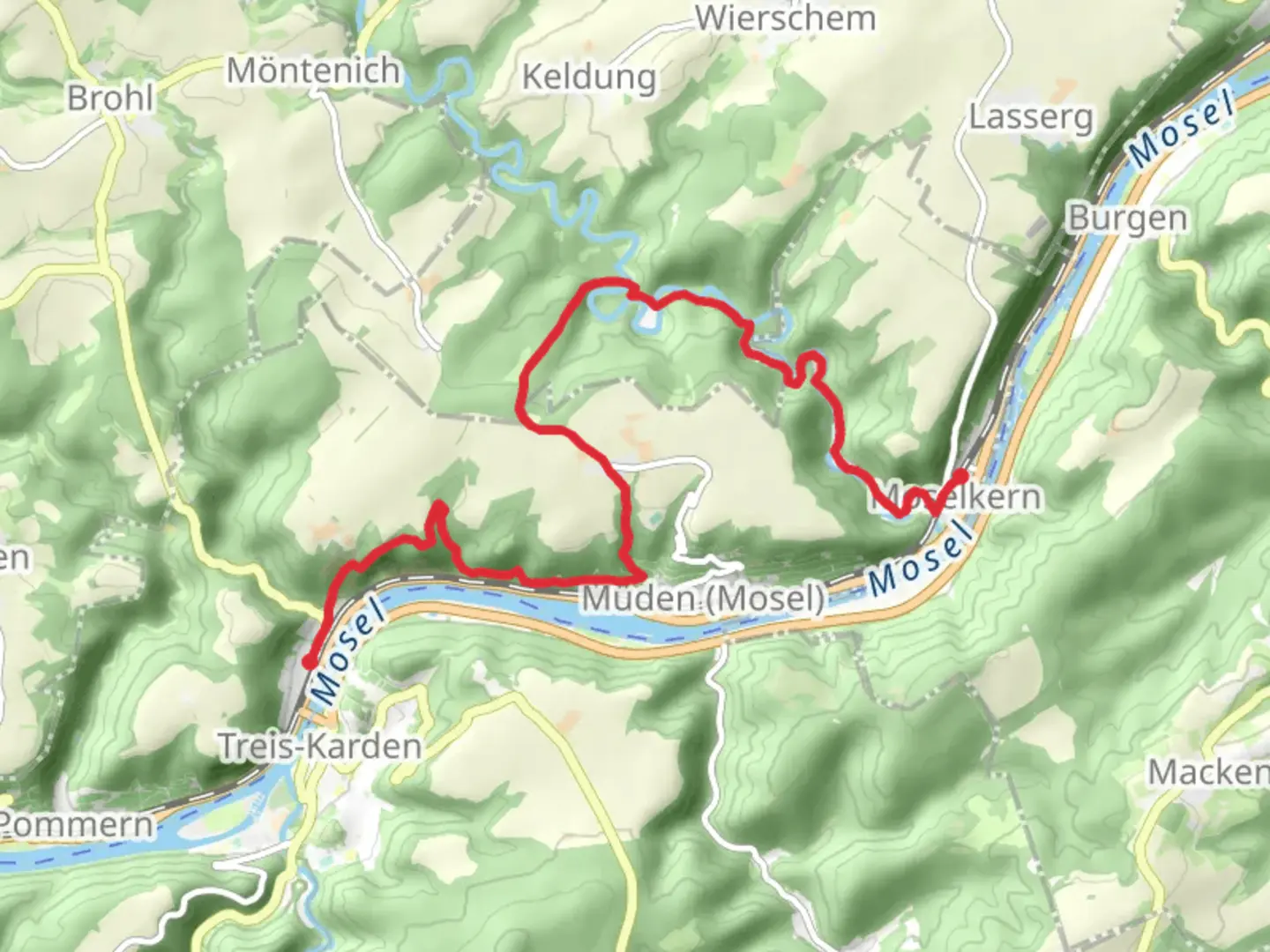 An image depicting the trail Karden to Moselkern Walk via Eltz Castle and its surrounding area.