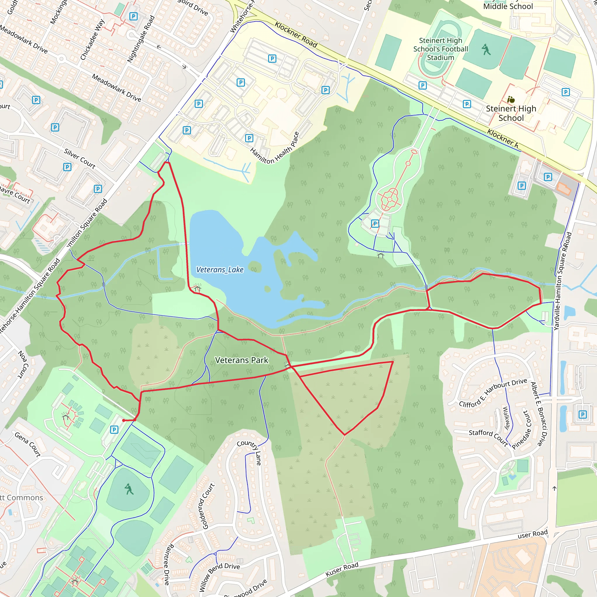 Veterans Lake and Park Loop mobile static map