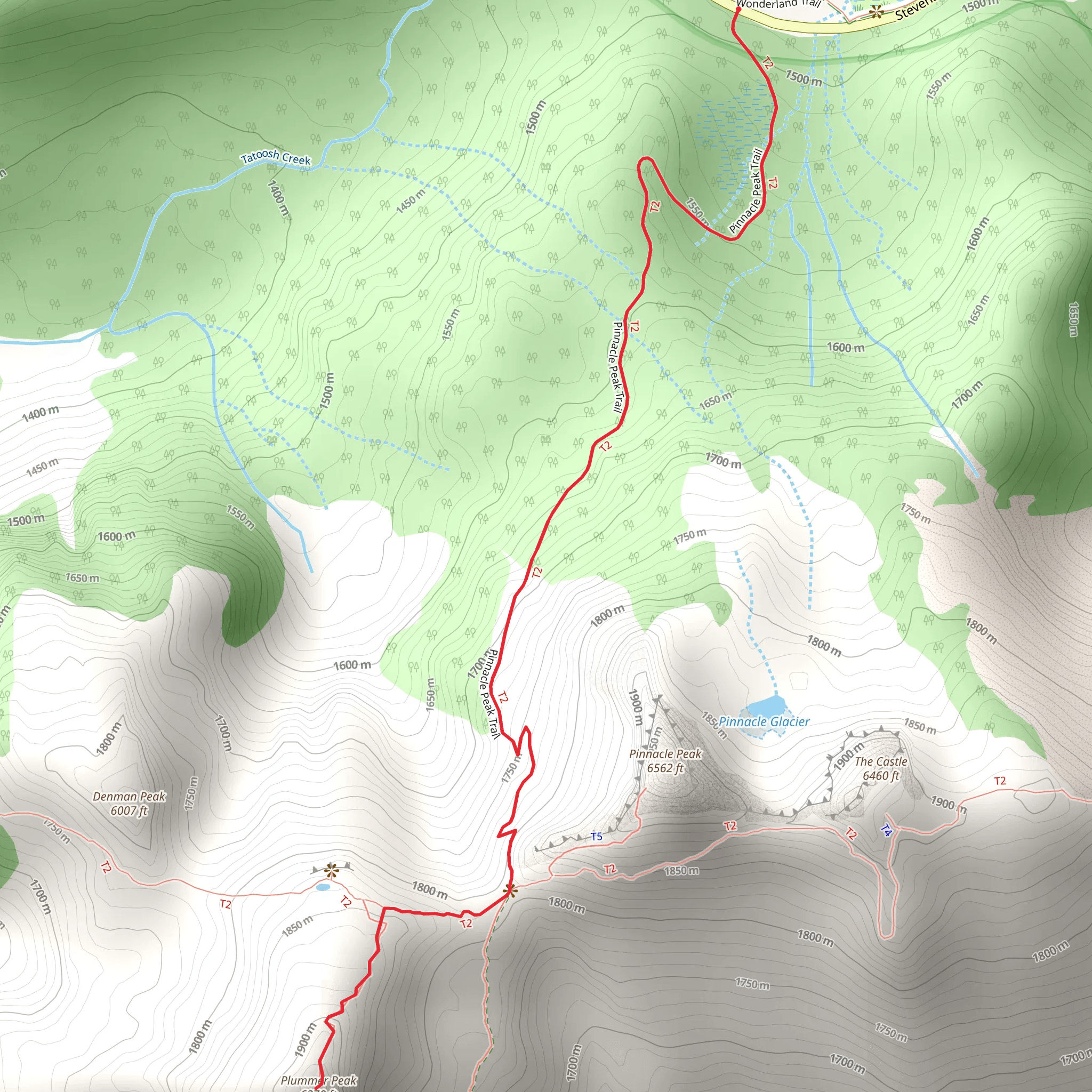 Plummer Peak via Pinnacle Peak Trail mobile static map