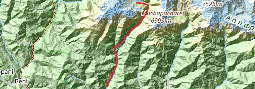 Annapurna Base Camp Trek stage 8 Map