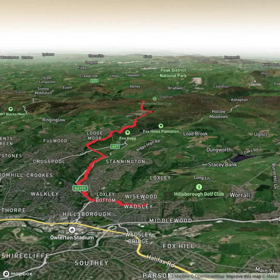 An image depicting the trail Wadsley to Stanedge Pole and its surrounding area.