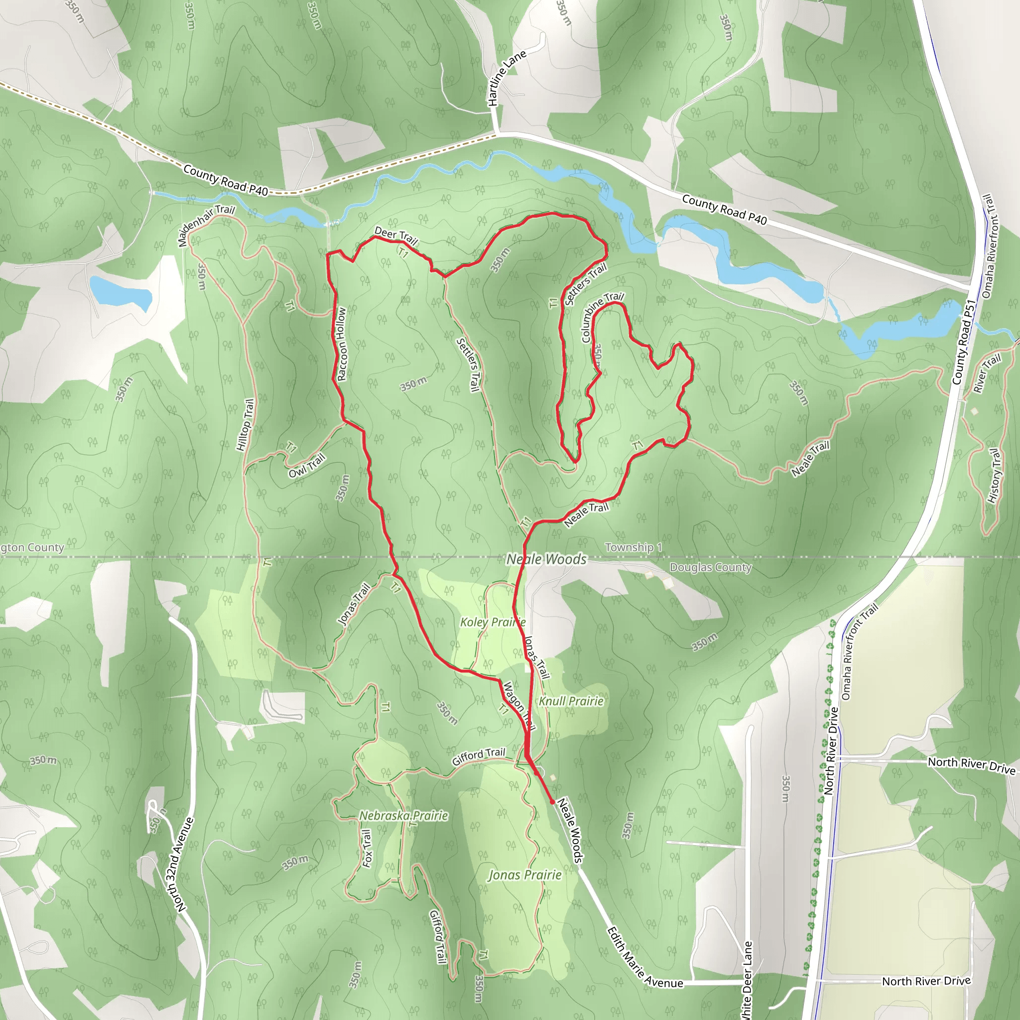 Neale Trail, Settlers Trail and Raccoon Hollo Loop mobile static map