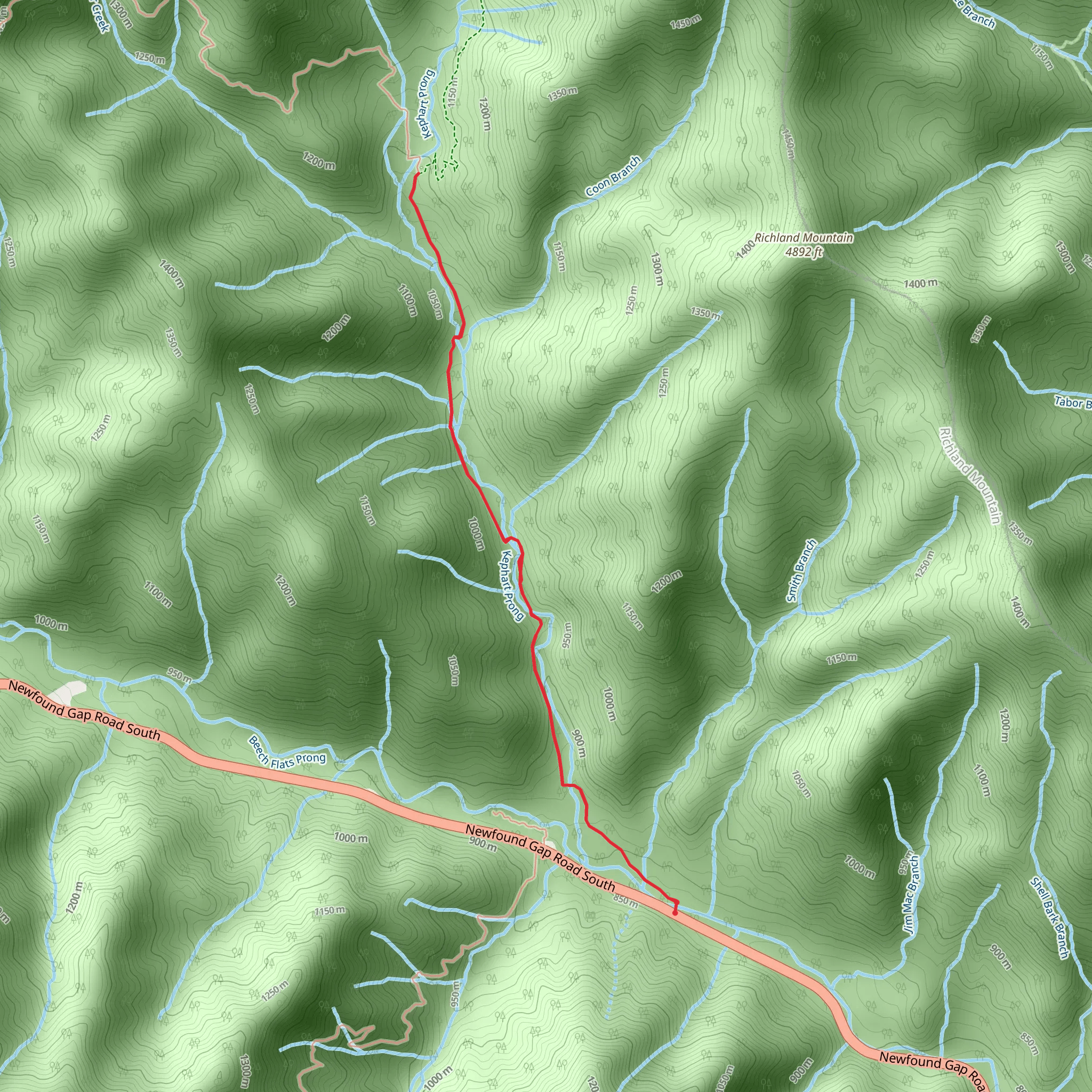 Kephart Prong Trail mobile static map