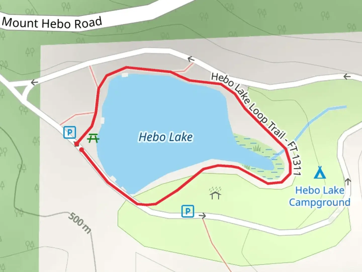 An image depicting the trail Hebo Lake Loop Trail and its surrounding area.