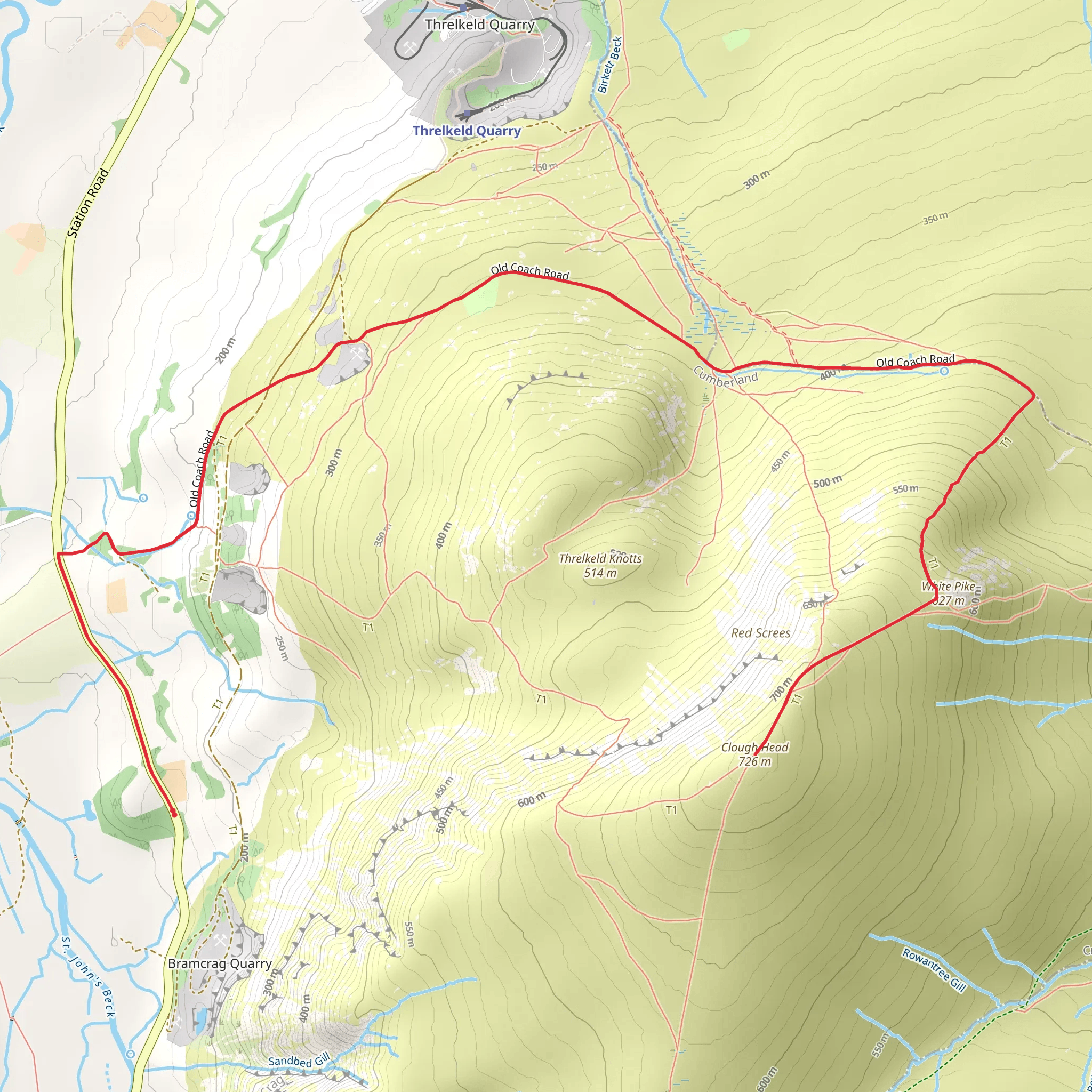 Clough Head and White Pike Peak Walk mobile static map