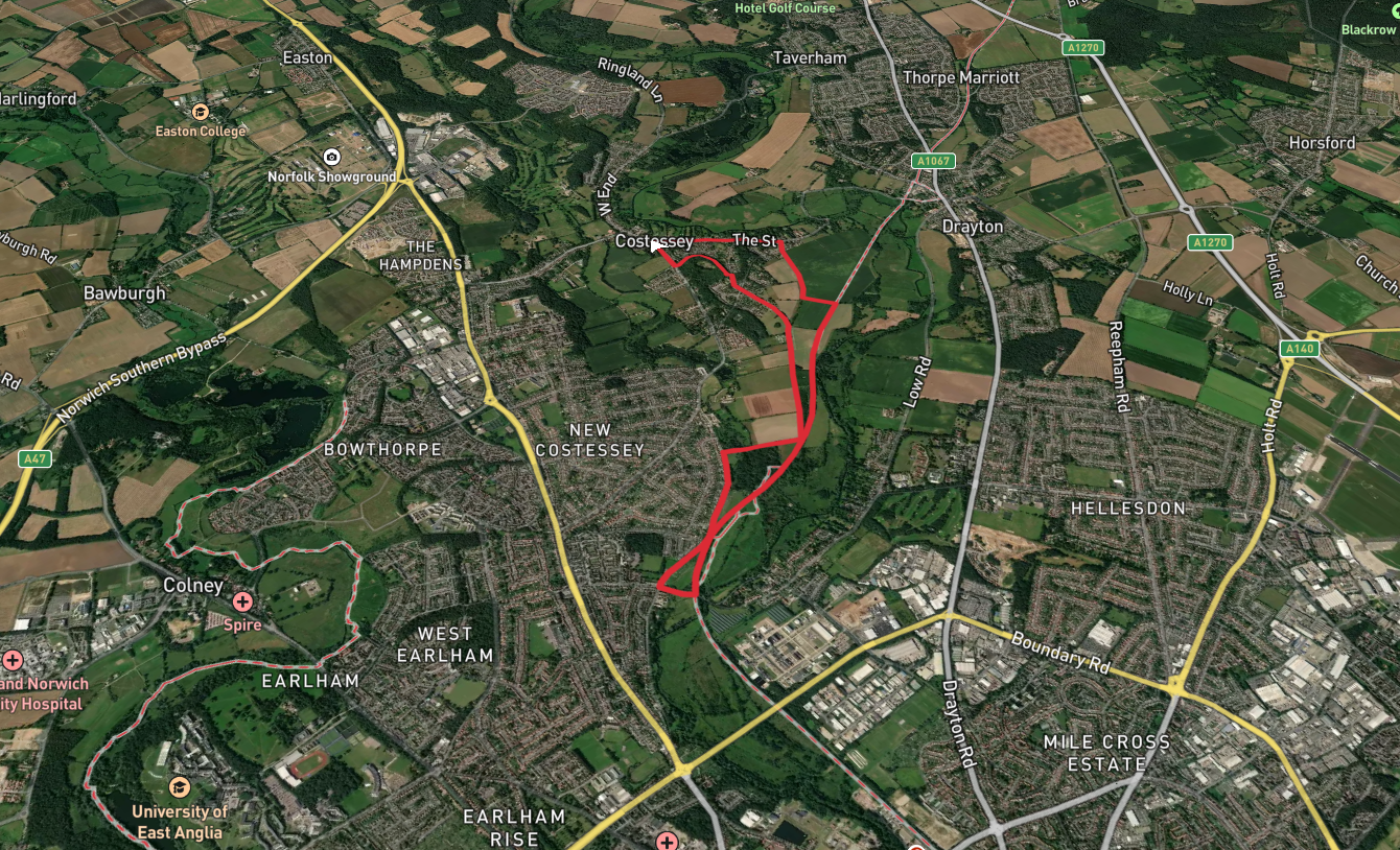 Gunton Lane Recreation Area and Costessey Loop