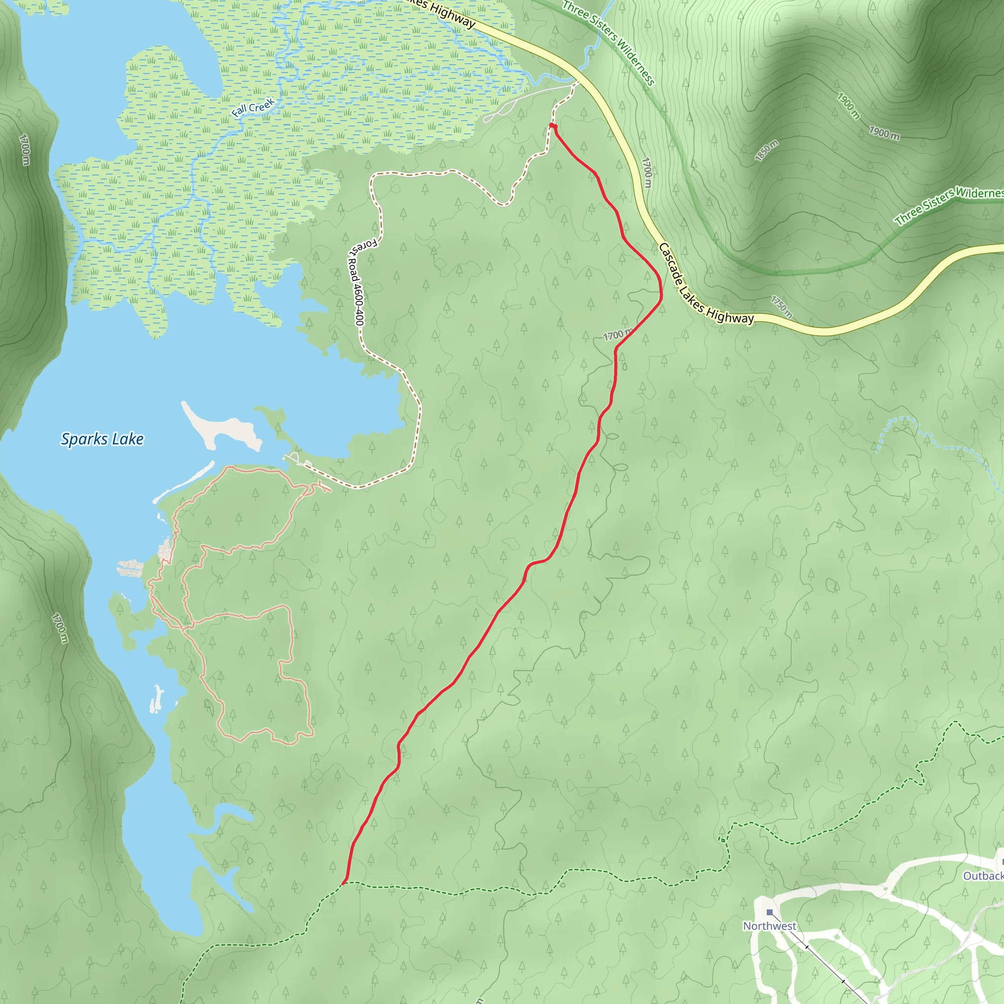 Sparks Lake Trail mobile static map