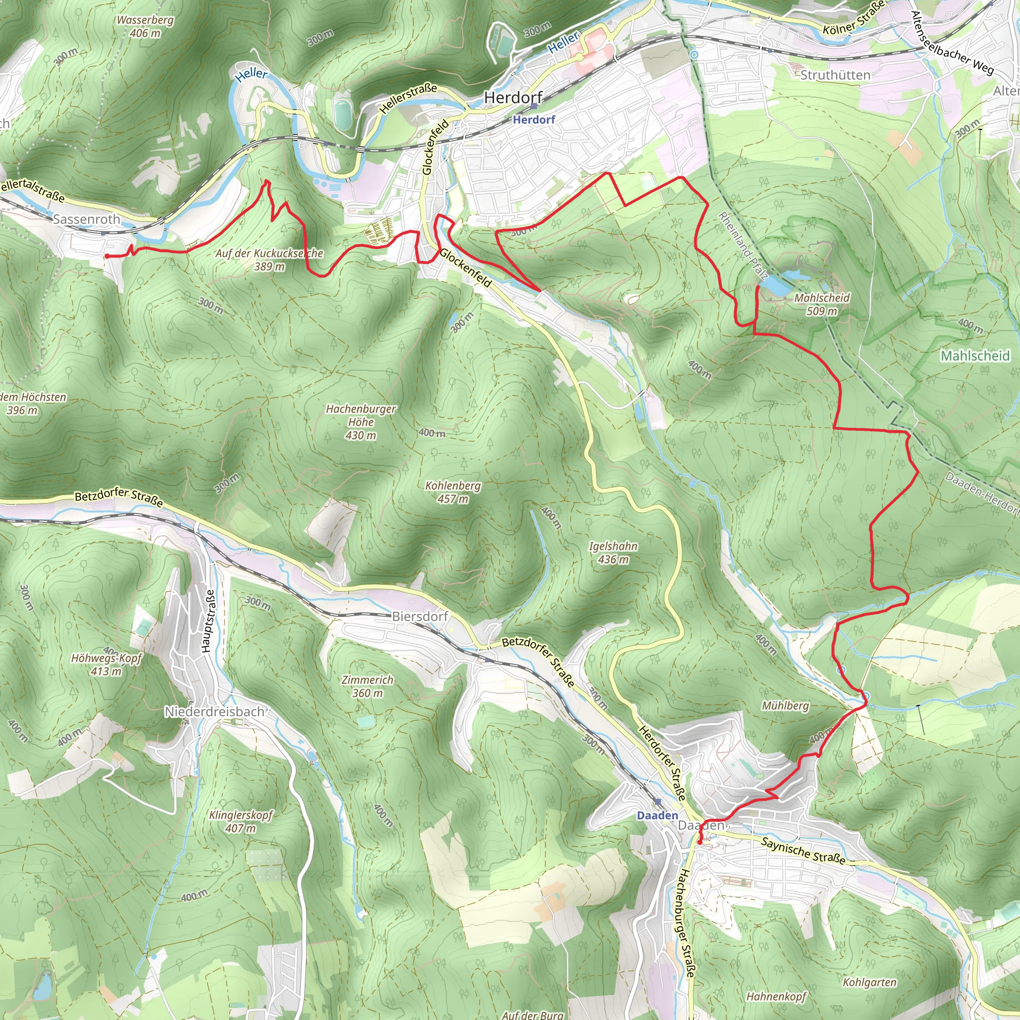 Sassenroth to Daaden via Silbersee and Druidensteig mobile static map