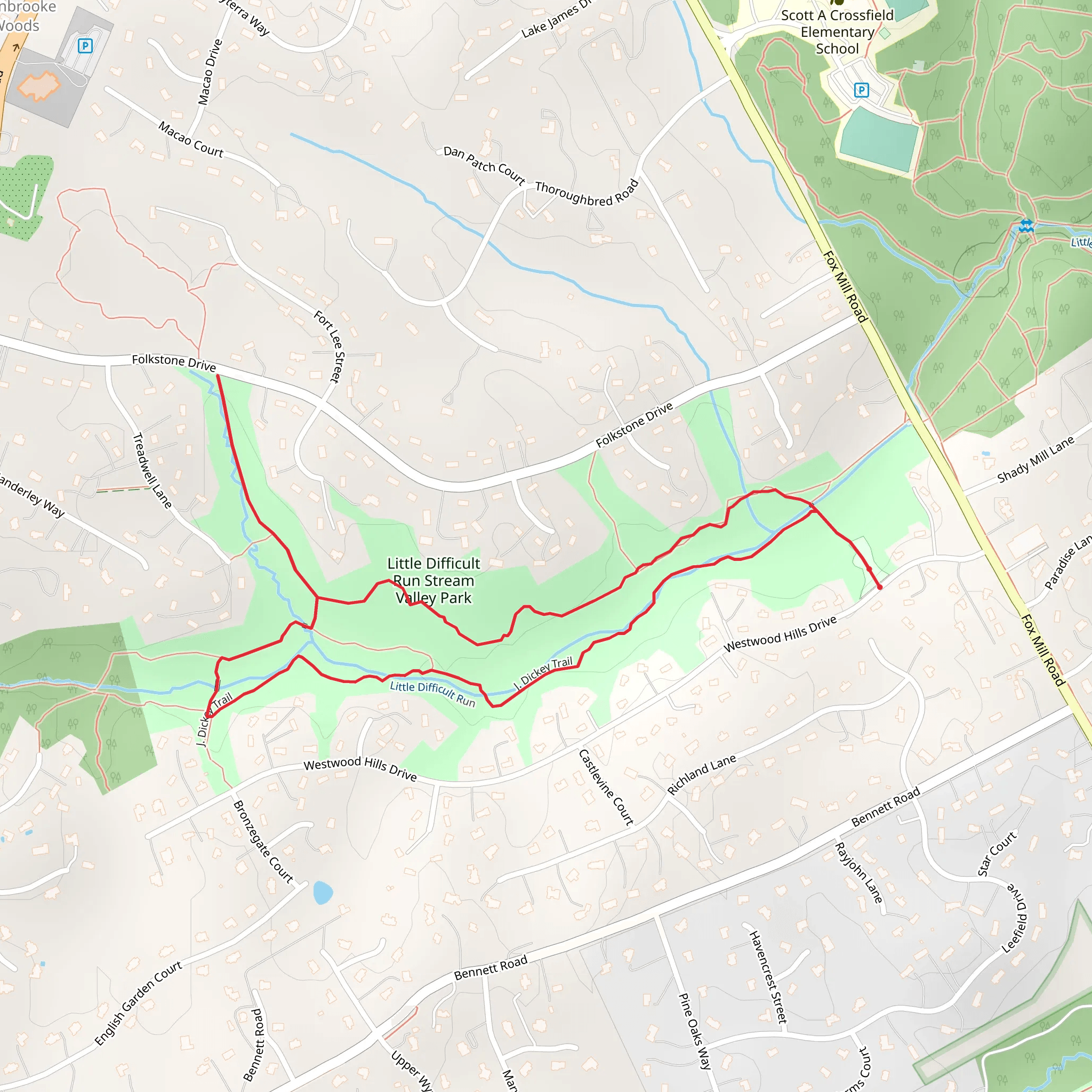 J Dicket Trail and Little Difficult Run Loop mobile static map
