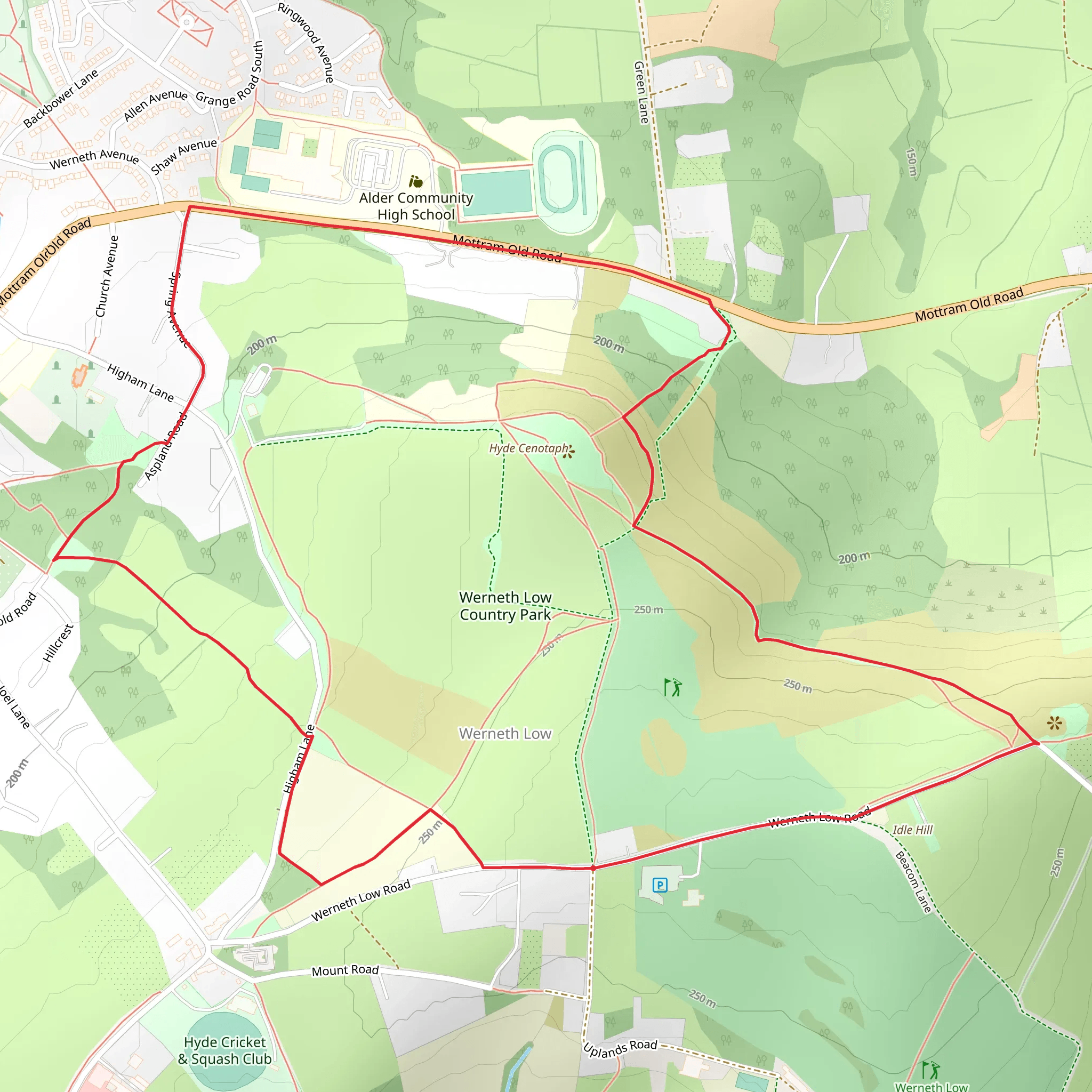 Werneth Low Loop mobile static map