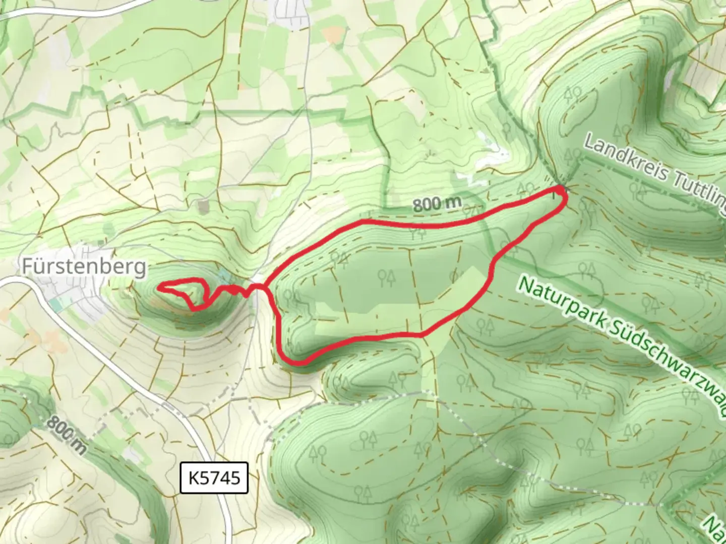 An image depicting the trail Fürstenberg Loop via Ostweg and its surrounding area.