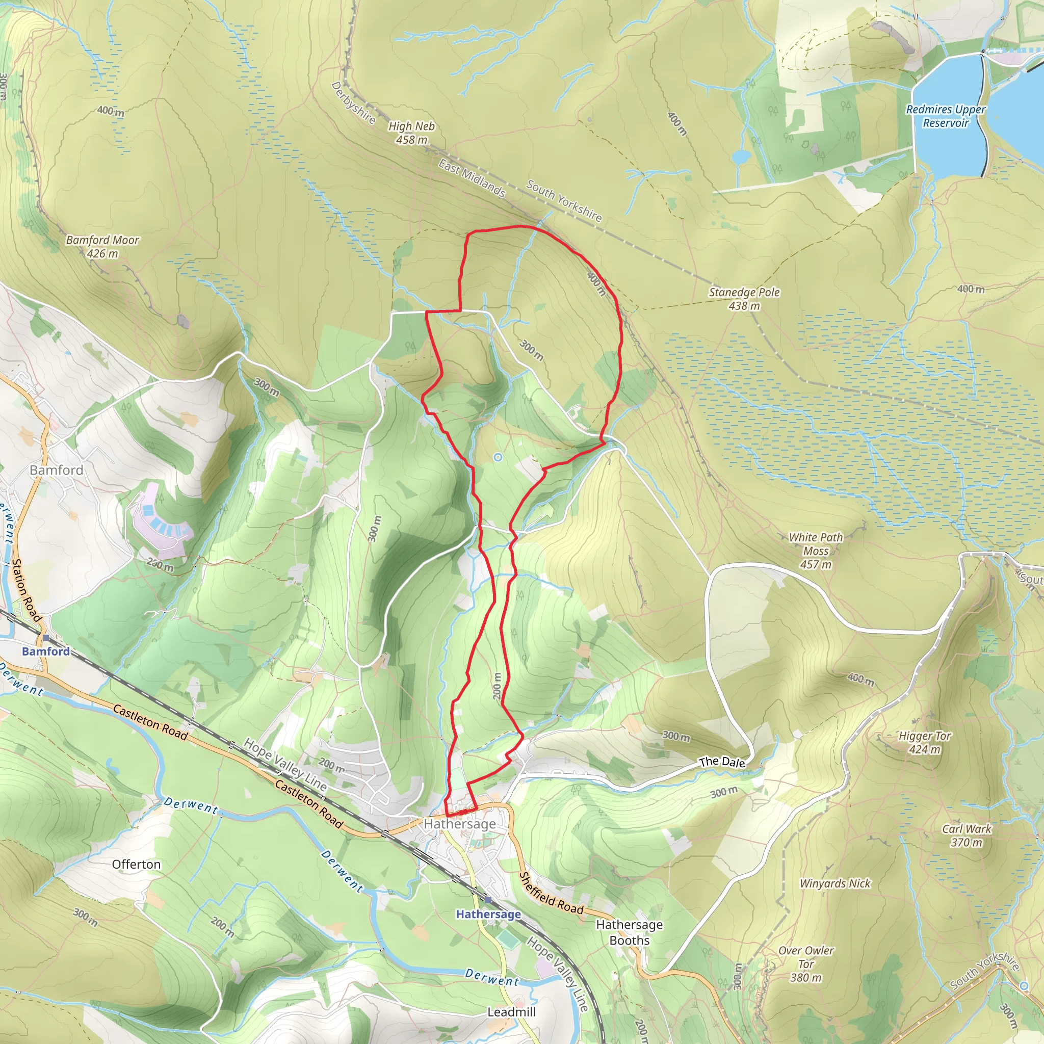 Hathersage and Stanage Edge Loop mobile static map
