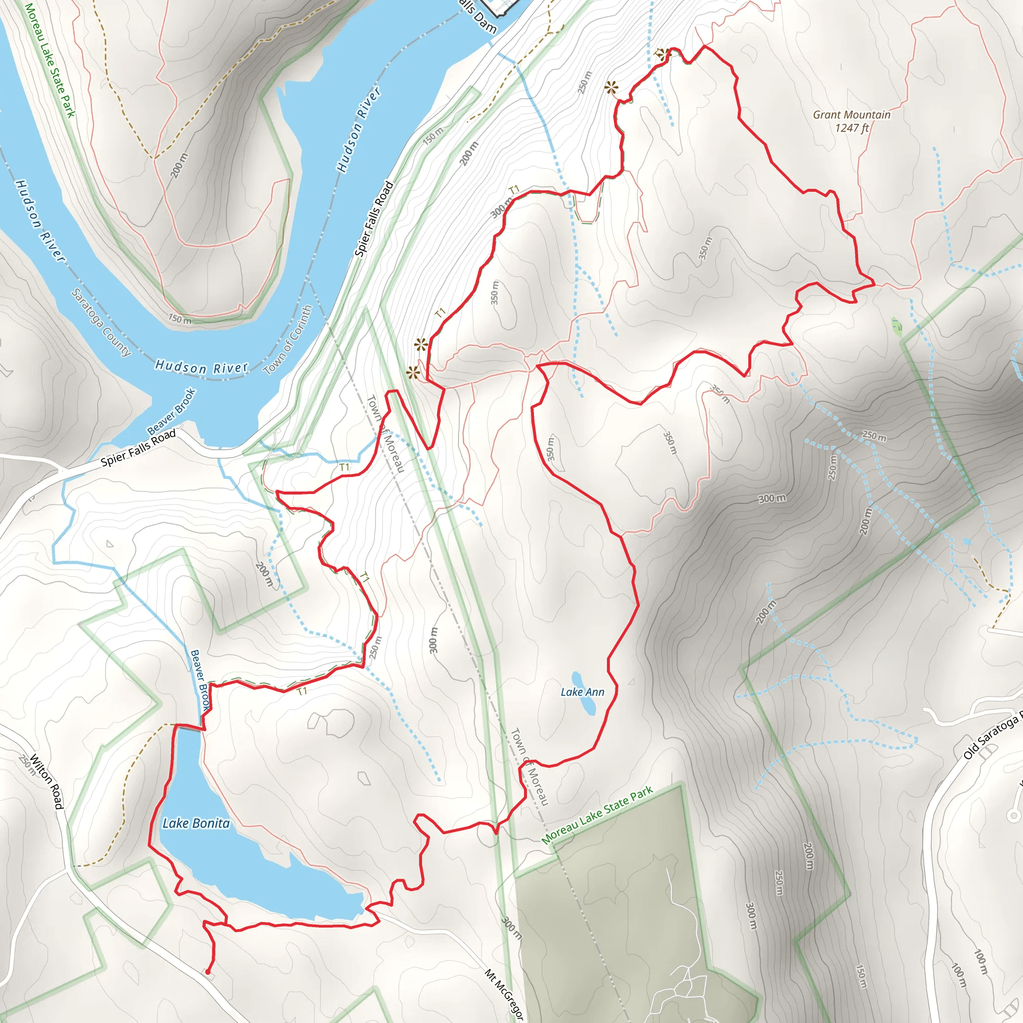 Lake Bonita and Grant Mountain Loop via Eastern and Western Ridge Trail mobile static map