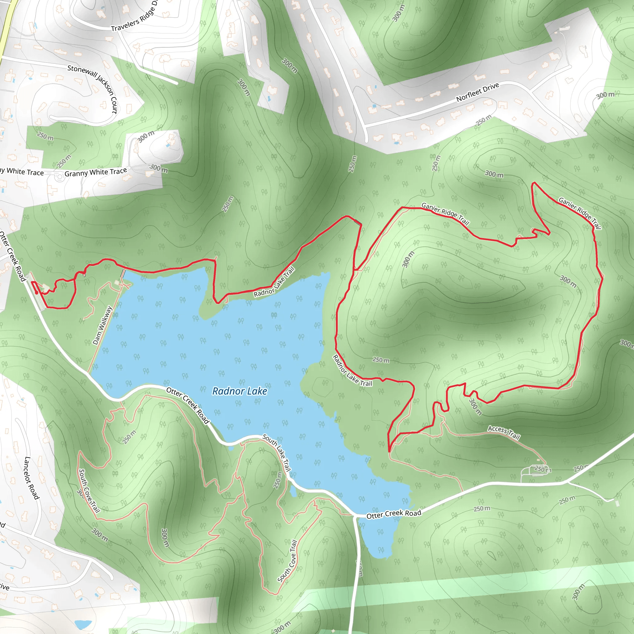 Radnor Lake - Ganier Ridge Loop Trail mobile static map
