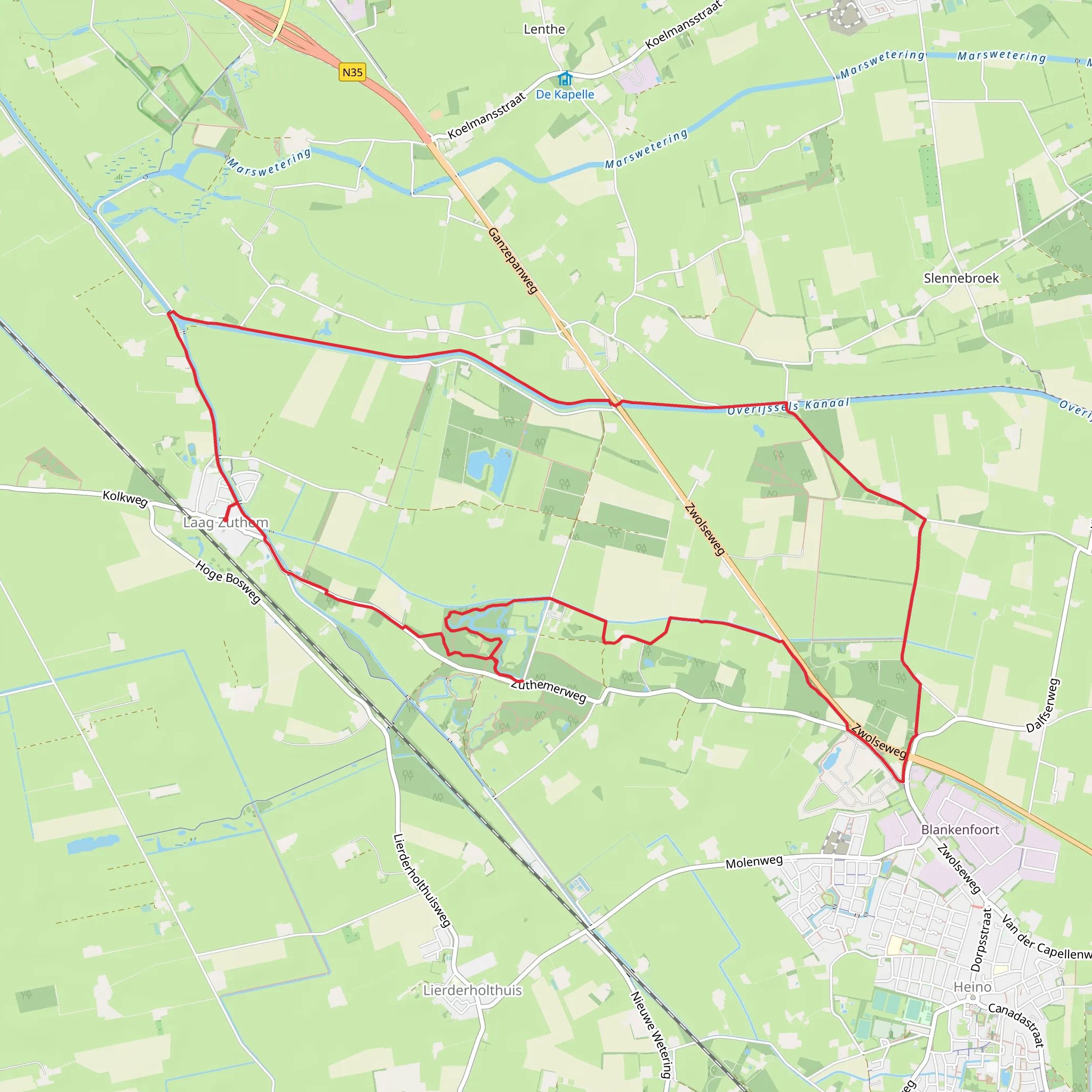 Overijssels Kanaal via Sallandpad and Maarten van Rossumpad mobile static map