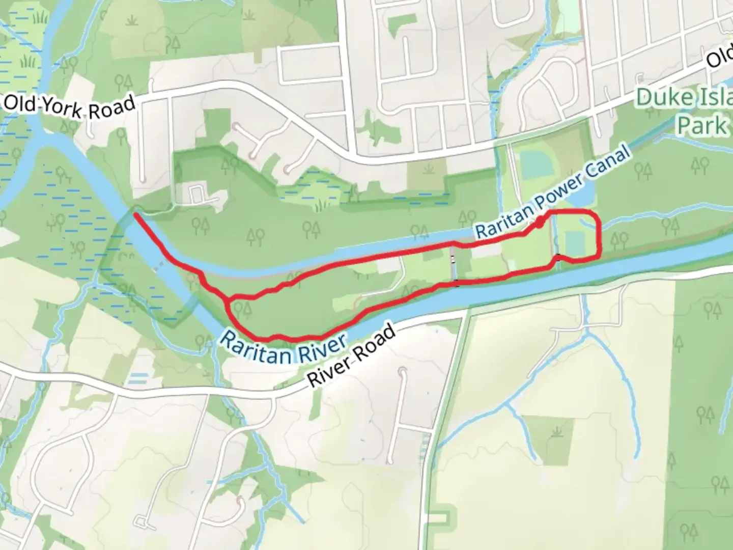 An image depicting the trail Duke Island and Canal Trail Loop and its surrounding area.