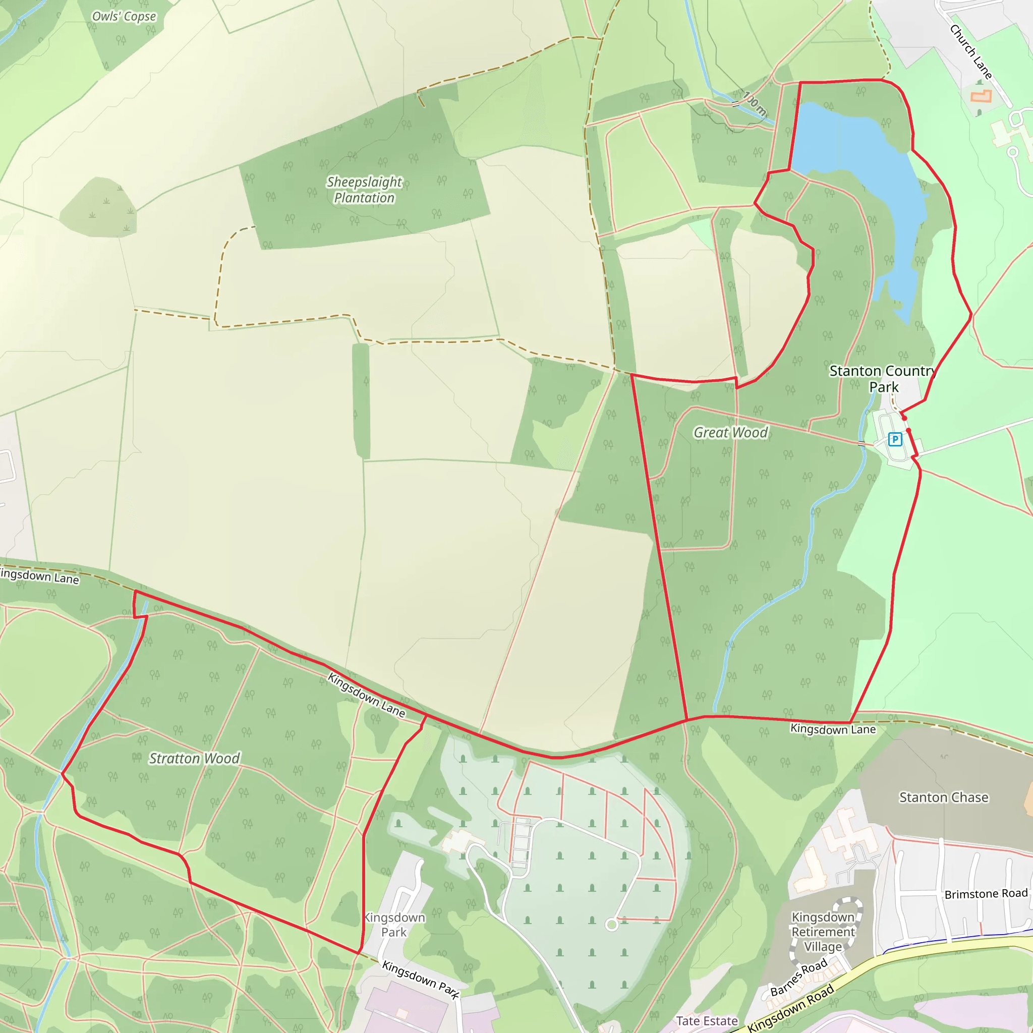 Stanton Country Park and Stratton Wood Loop mobile static map