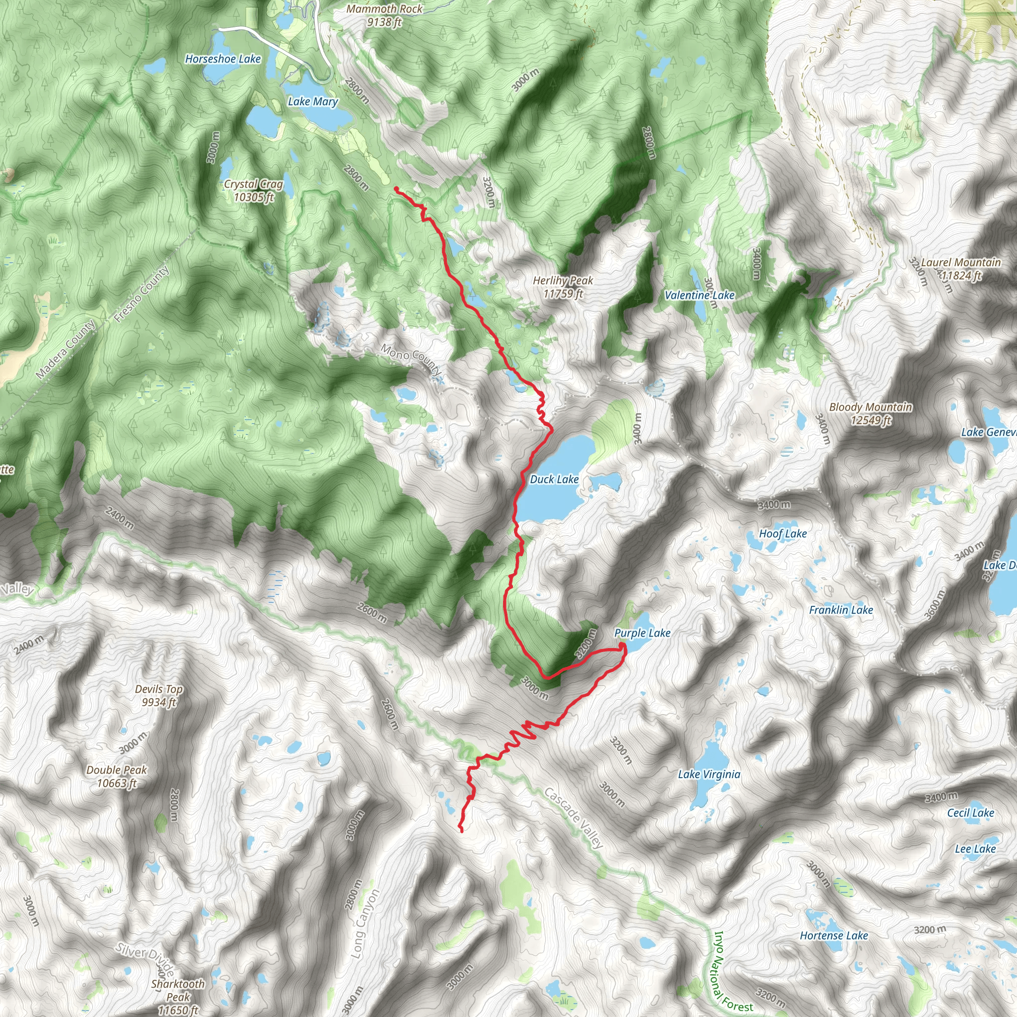 Cascade Valley Cutoff via Duck Pass Trail mobile static map