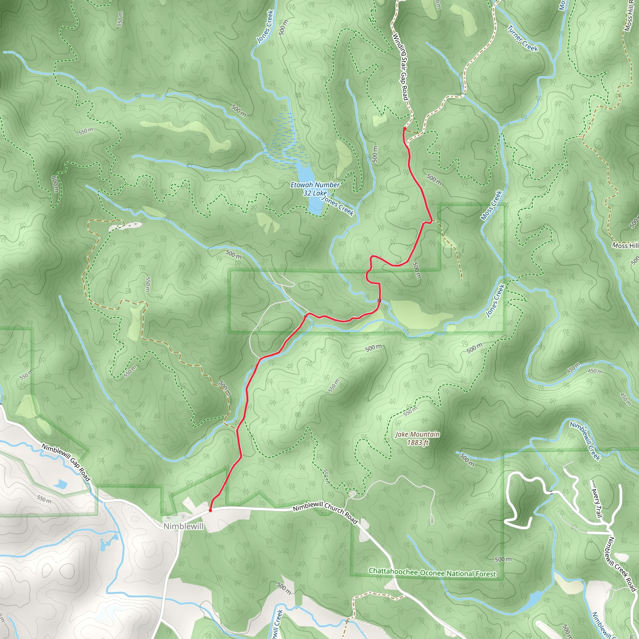 Nimblewill to High Rock Trail mobile static map