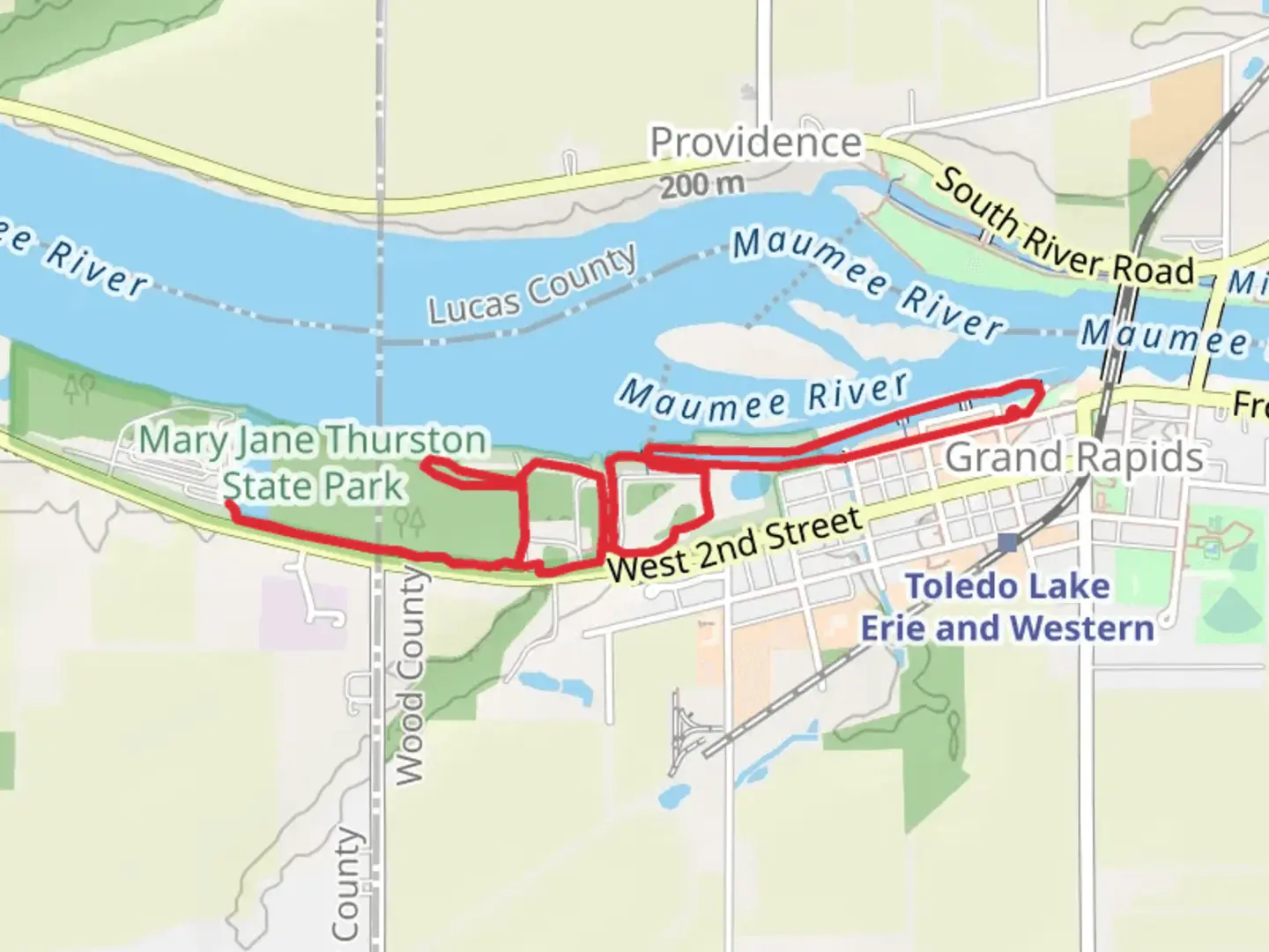 An image depicting the trail Miami and Erie Canal Loop and its surrounding area.