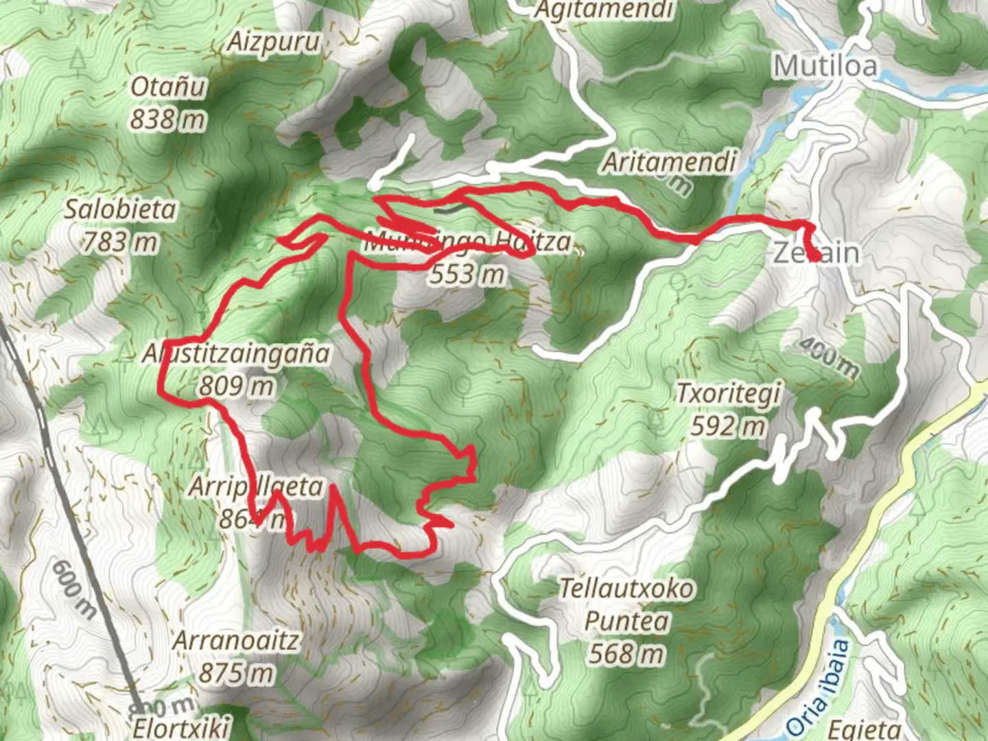An image depicting the trail Aizkorbe Iron Path PR GI 3008 and its surrounding area.