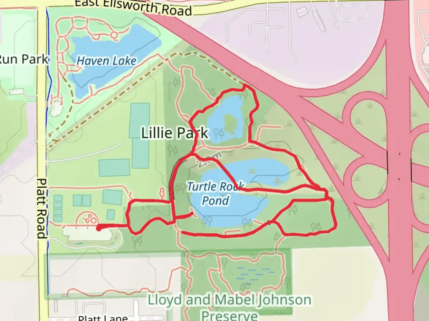 An image depicting the trail Duck Potato Pond and Turtle Rock Pond Loop and its surrounding area.