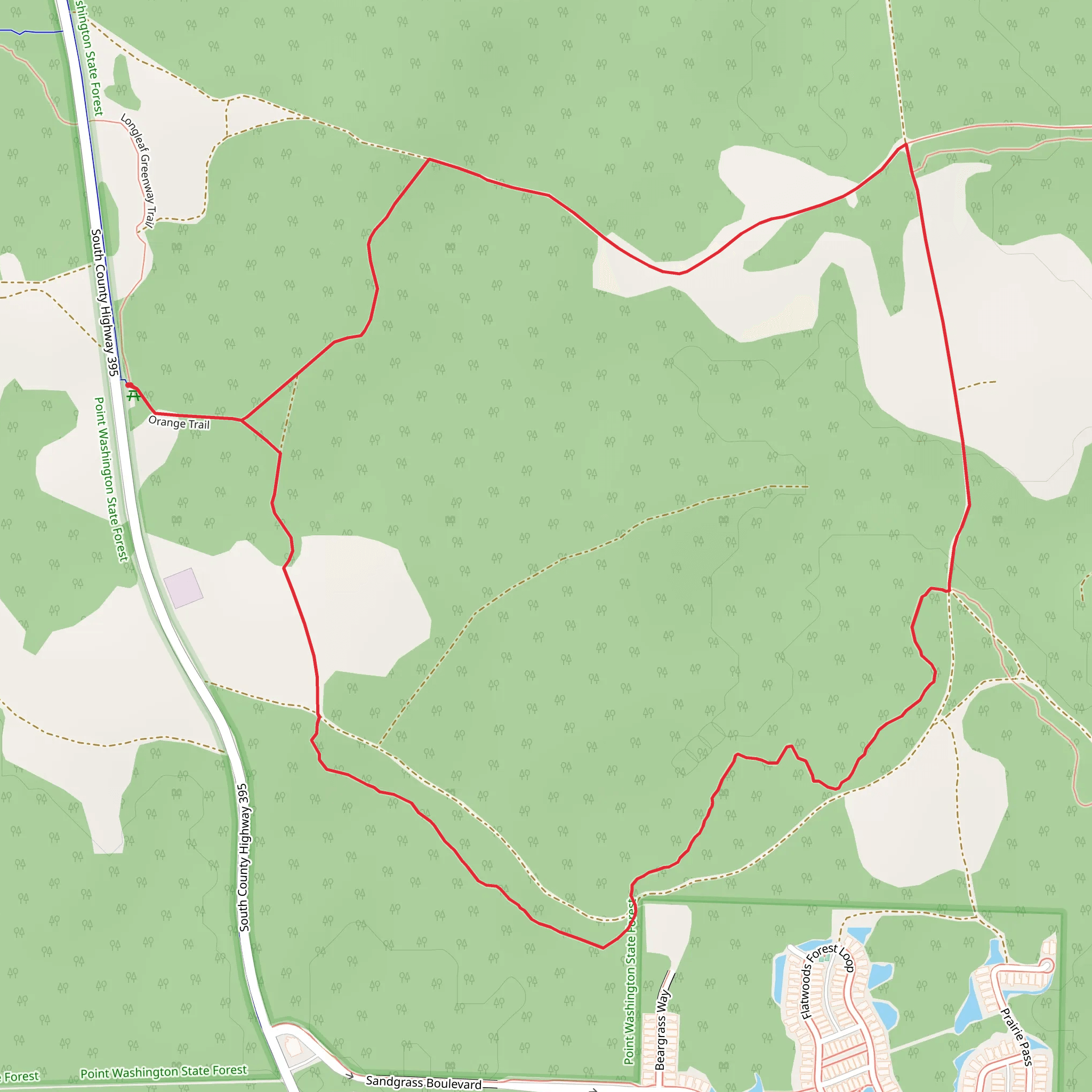 Orange and Point Washington State Forest Loop Trail mobile static map