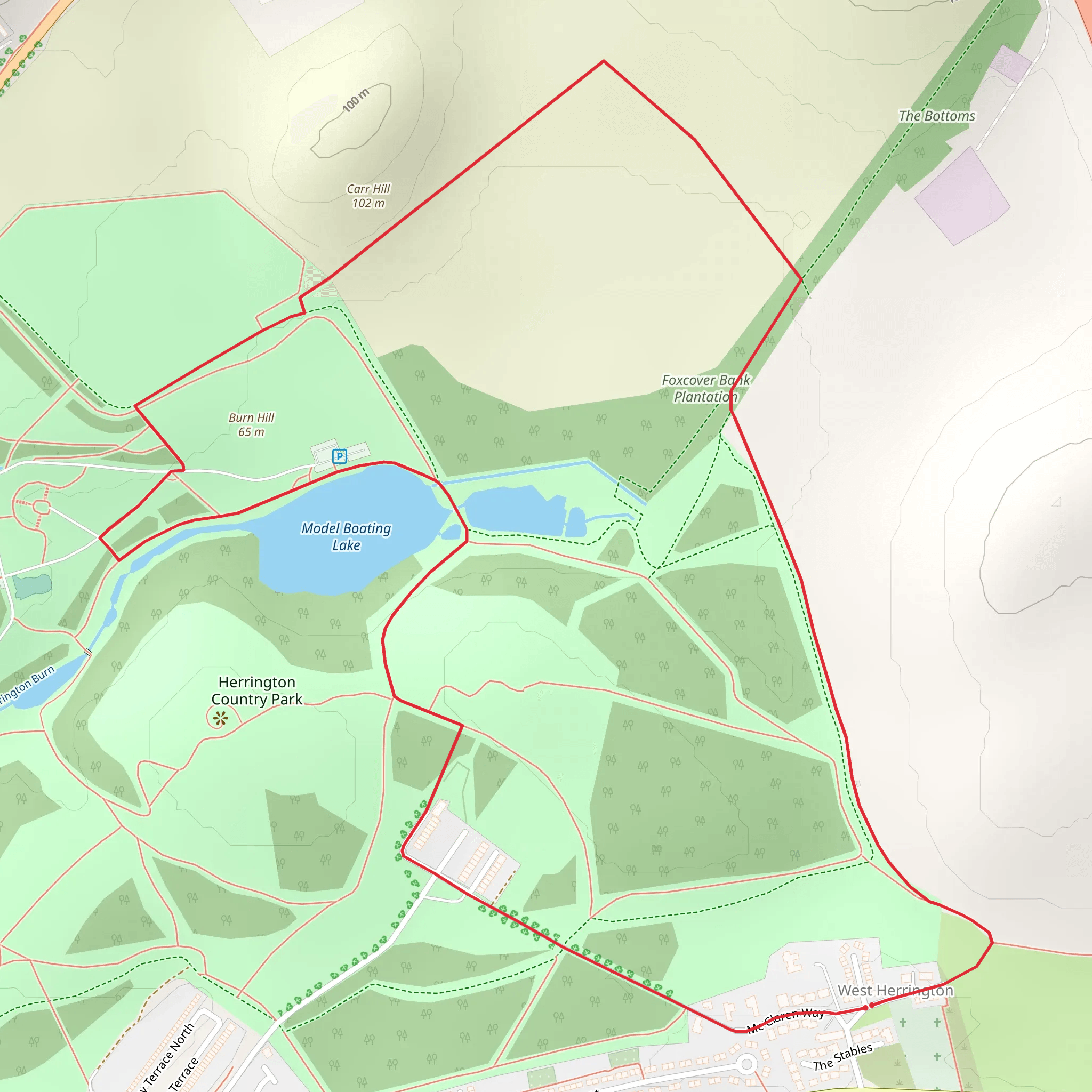 Herrington Country Park Loop mobile static map