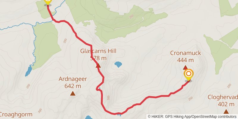 Glascarns Hill, Croaghbane, Cronamuck Mountain stage 2 Map