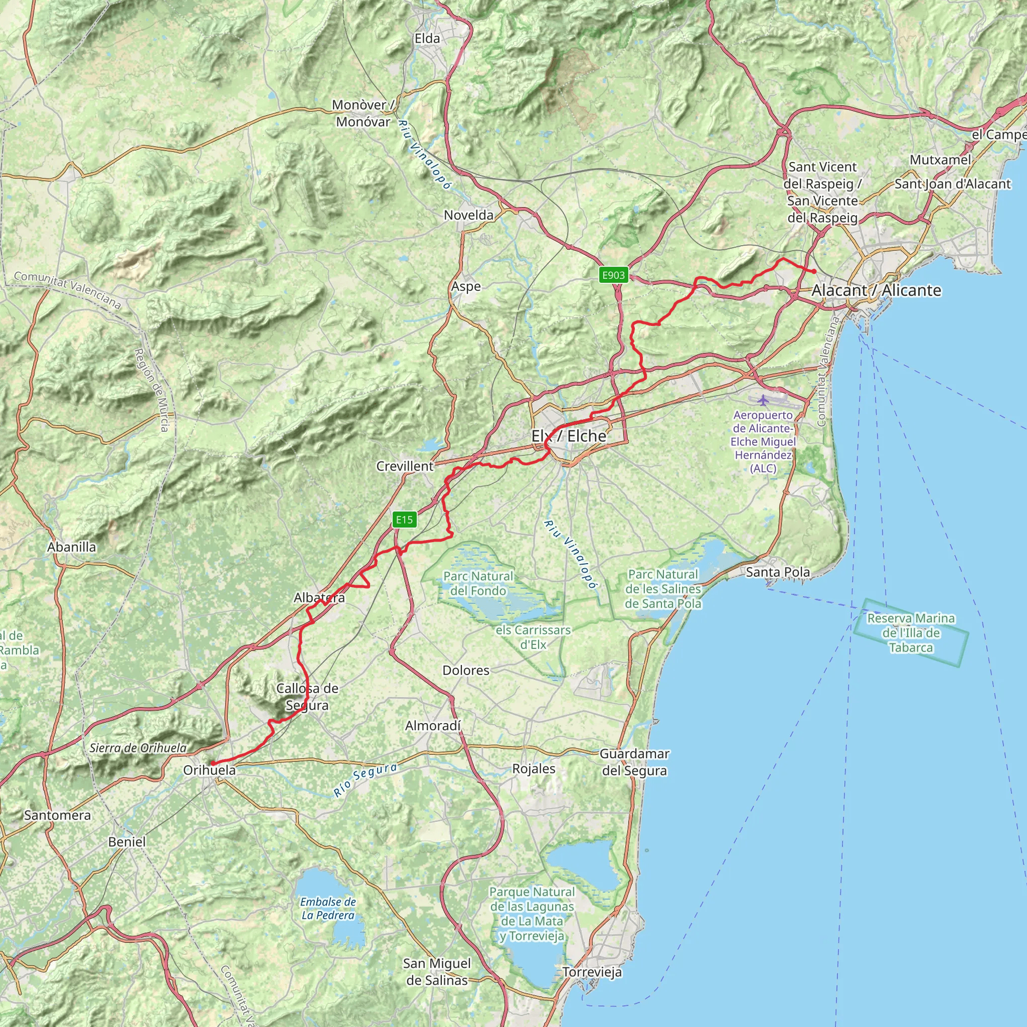 GR 125 Senda del Poeta Miguel Hernández mobile static map