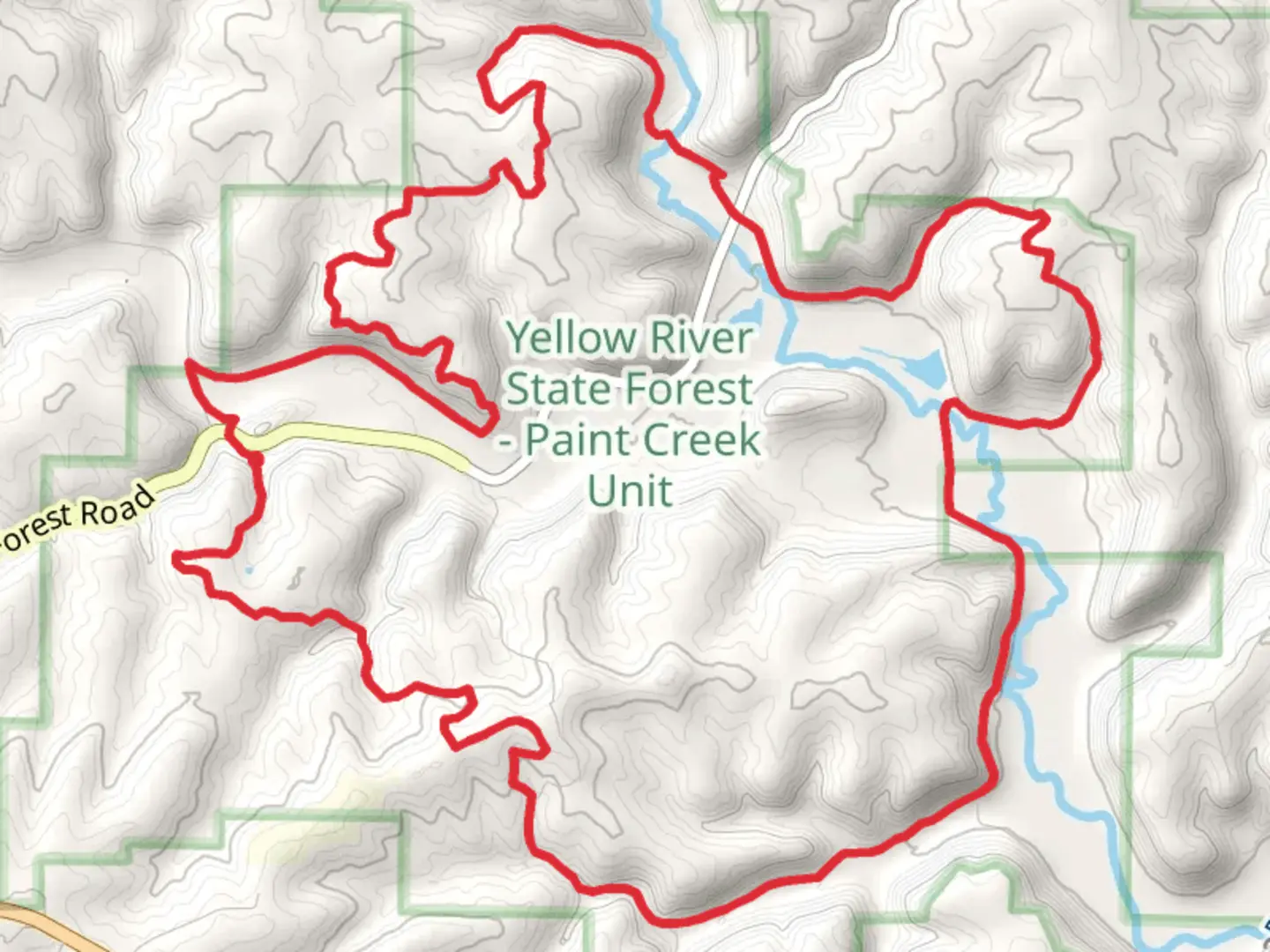 An image depicting the trail Big Paint Creek and Heffern's Hill Loop and its surrounding area.