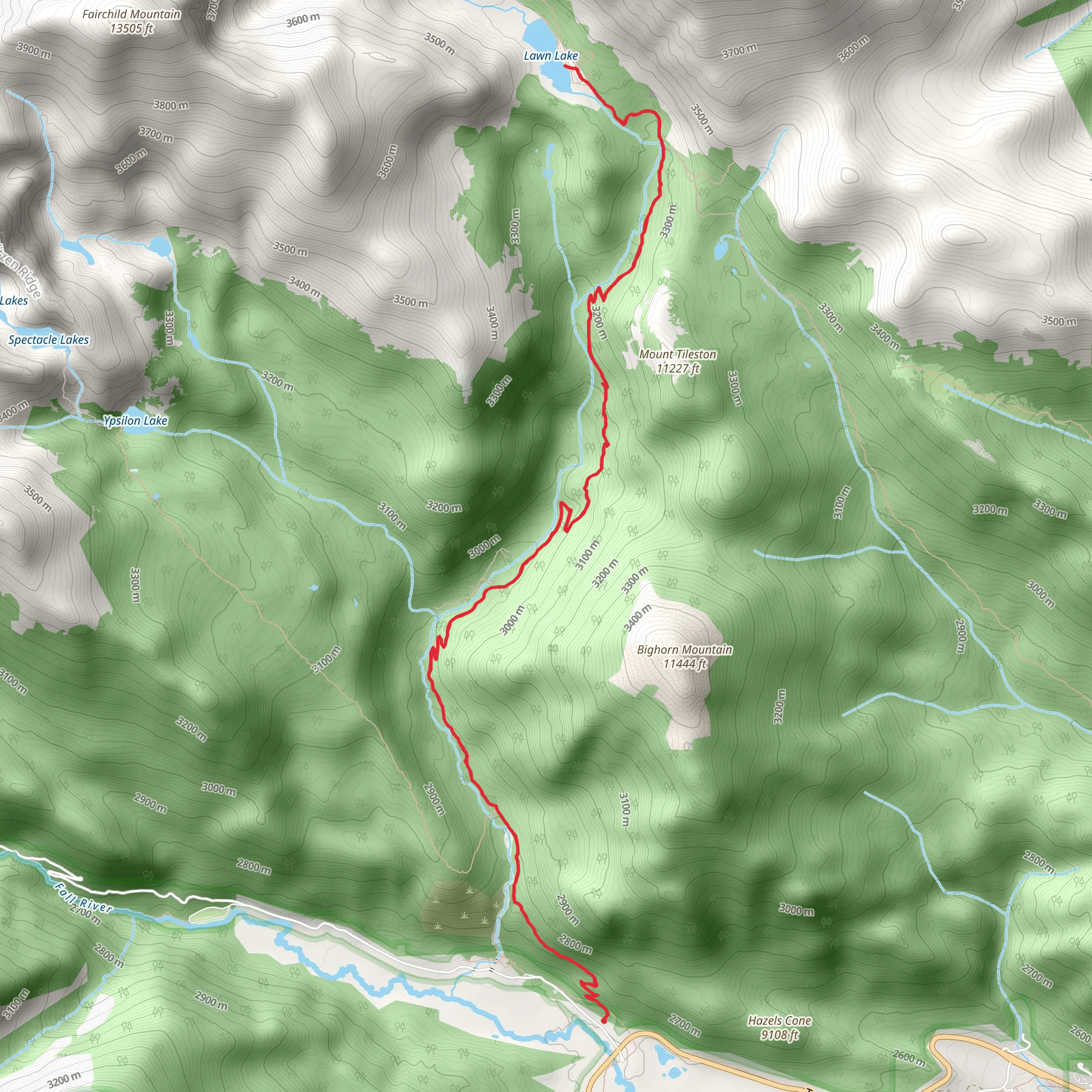 Lawn Lake Trail mobile static map