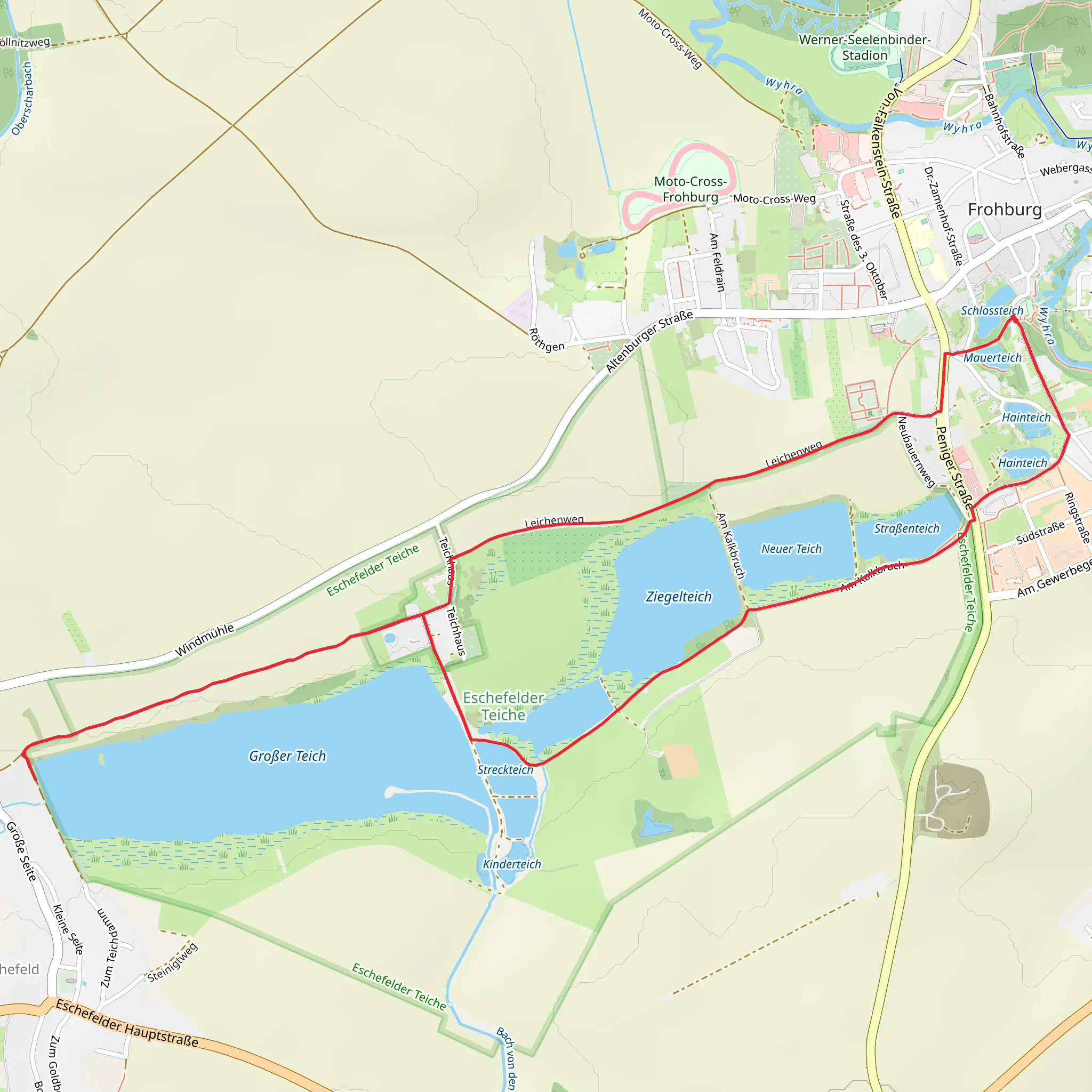 Große Teich, Ziegelteich, Neuer Teich and Strassenteich via Teichgasse and Am Kalkbruch mobile static map