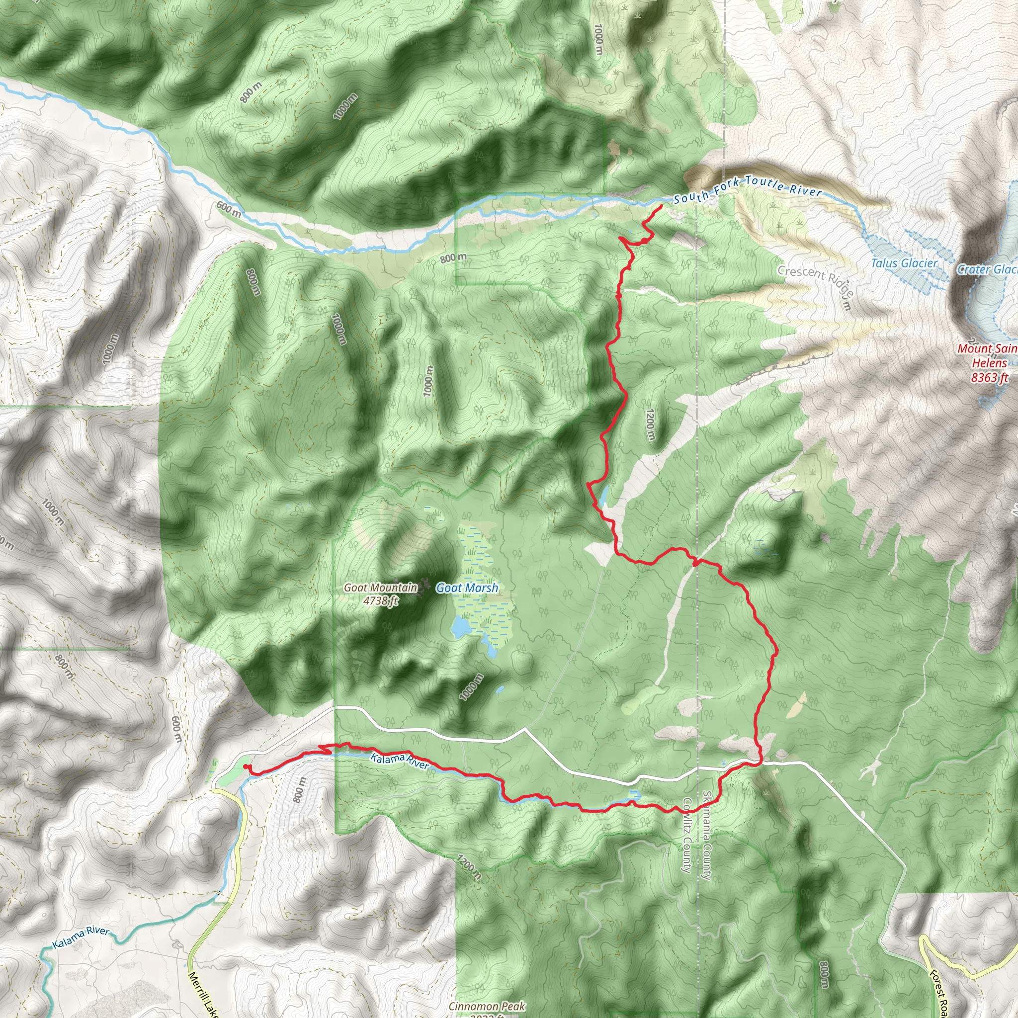 Toutle Trail mobile static map