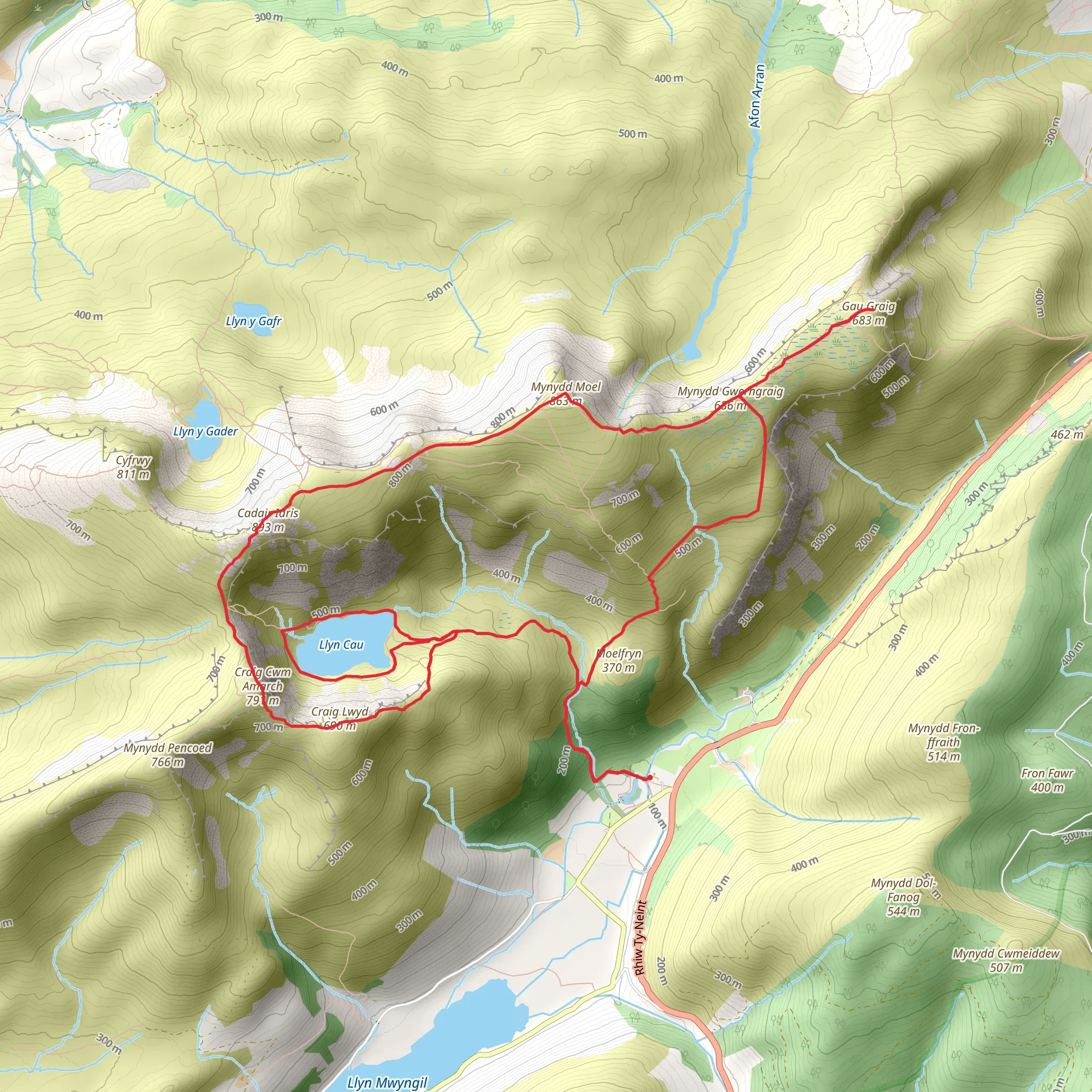 A Circuit of Cadair Idris from Minffordd mobile static map