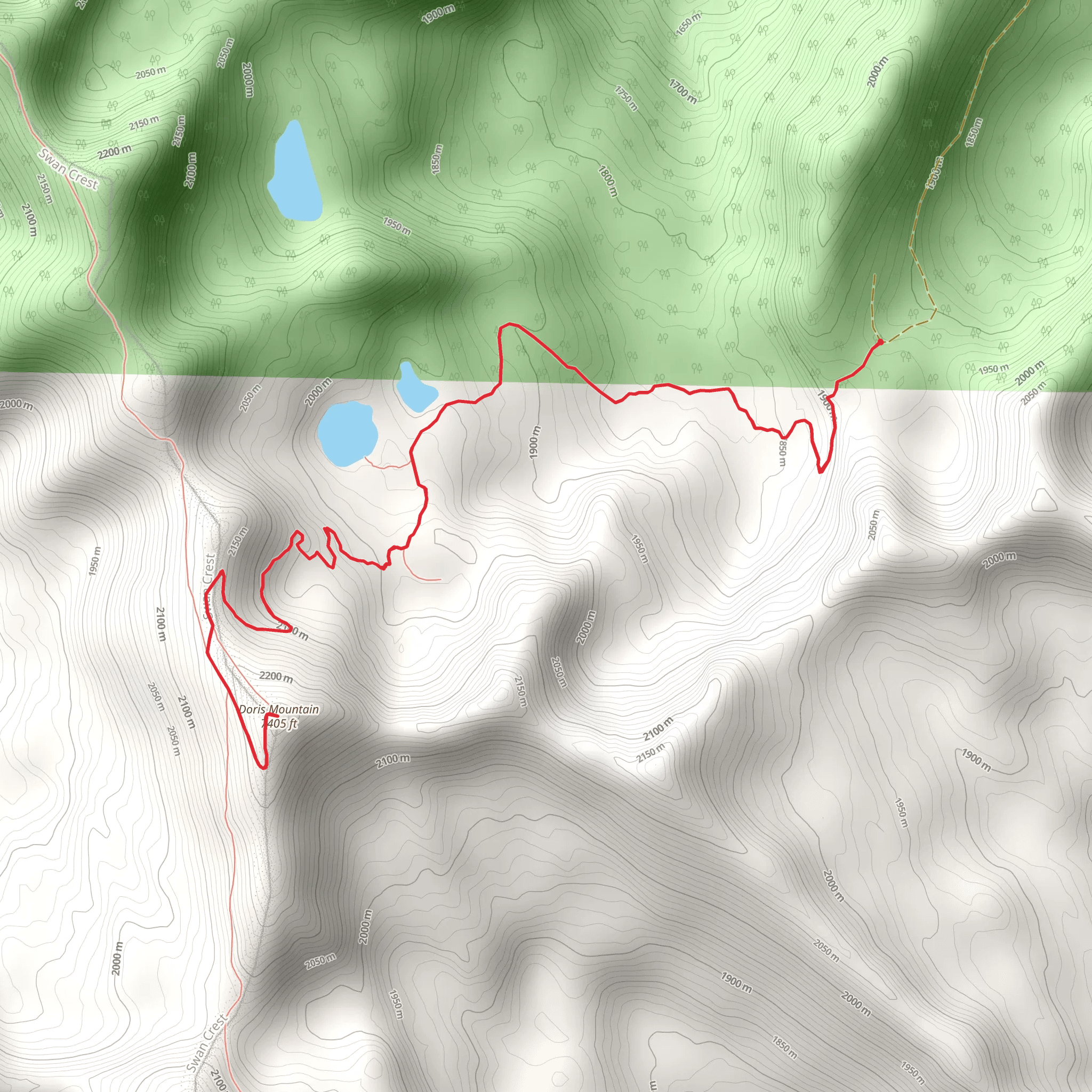 Doris Mountain Out and Back mobile static map