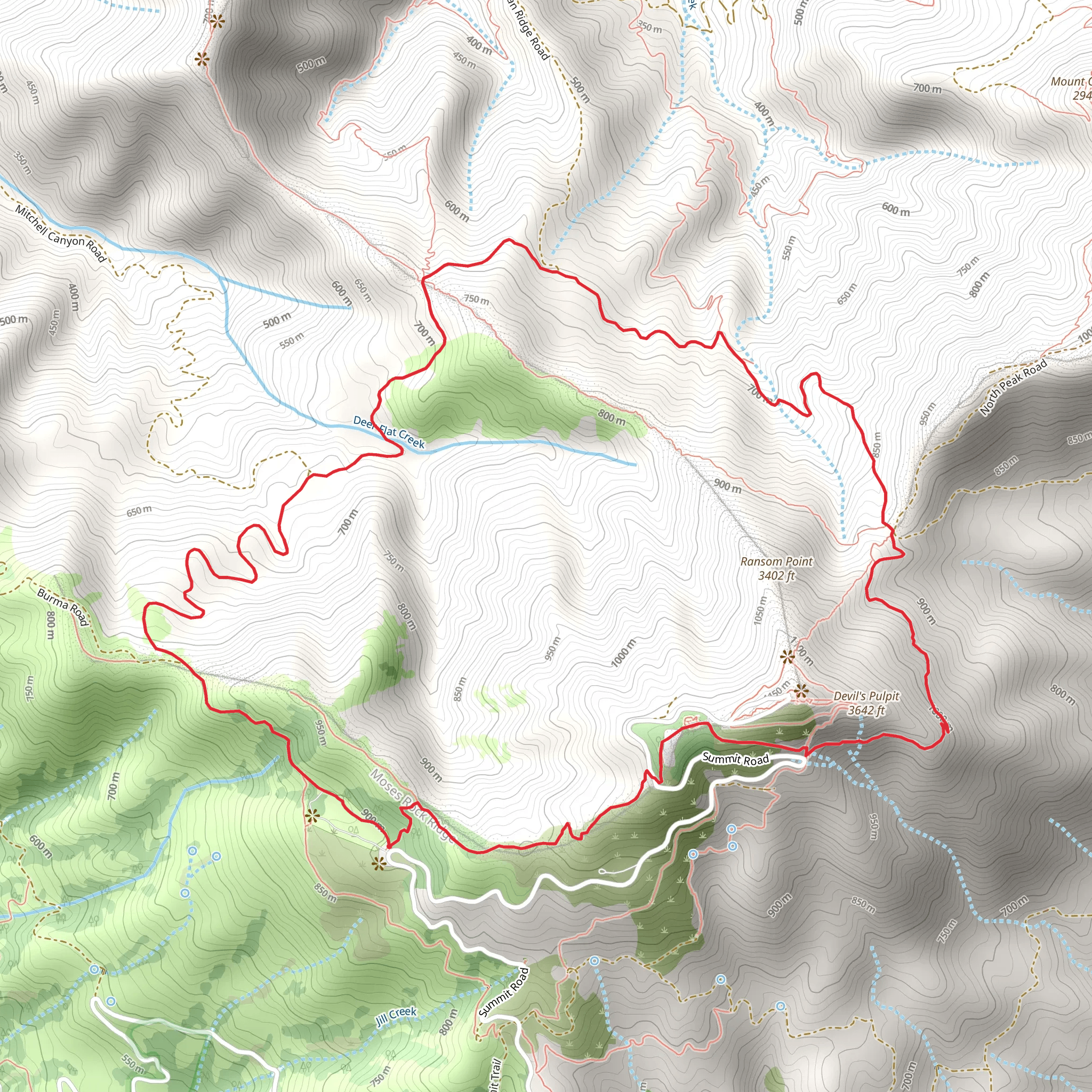 Donner Creek and Deer Flat Creek Loop via Juniper Trail mobile static map
