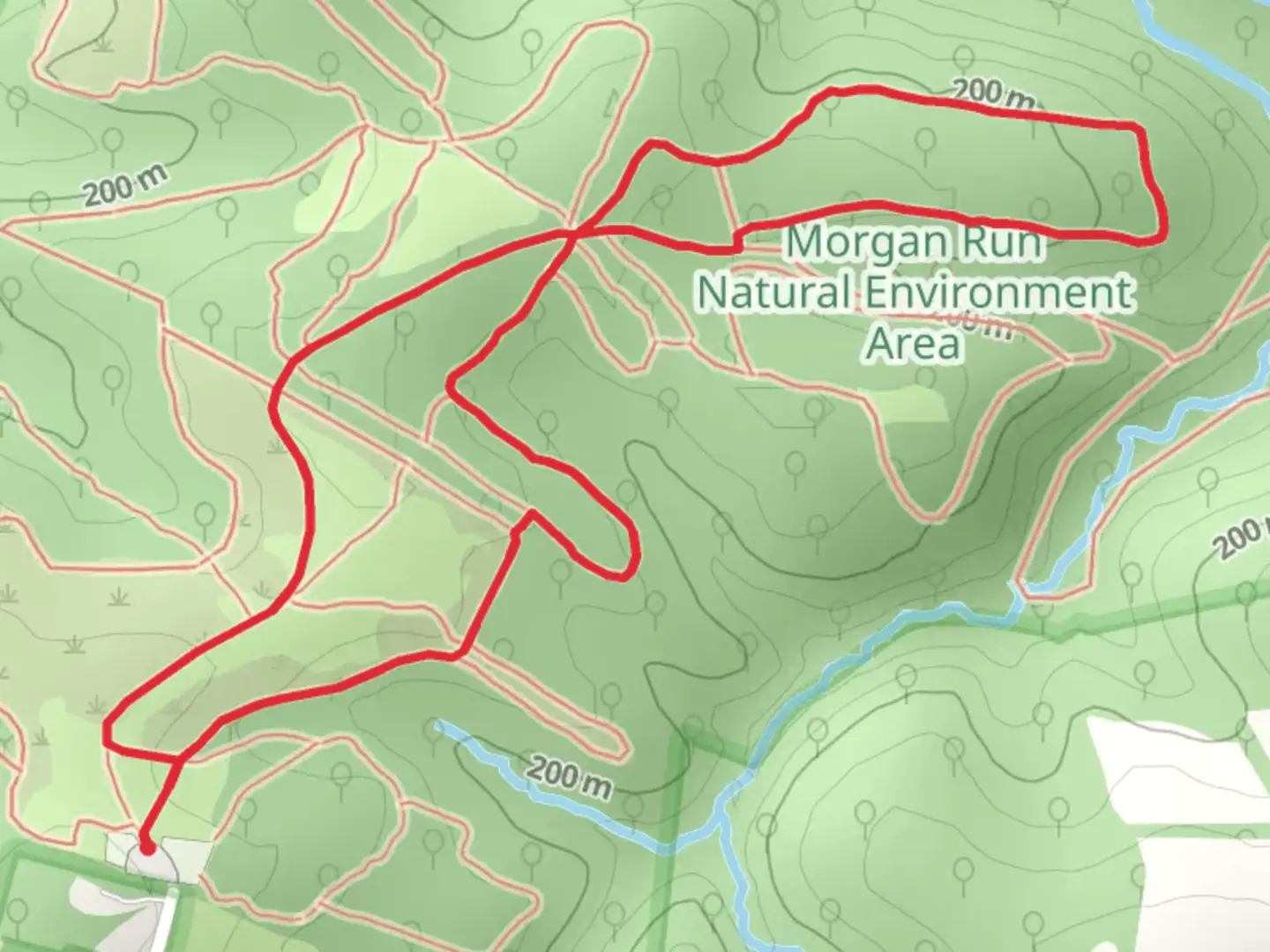 An image depicting the trail Benrose Lane Loop - North and its surrounding area.