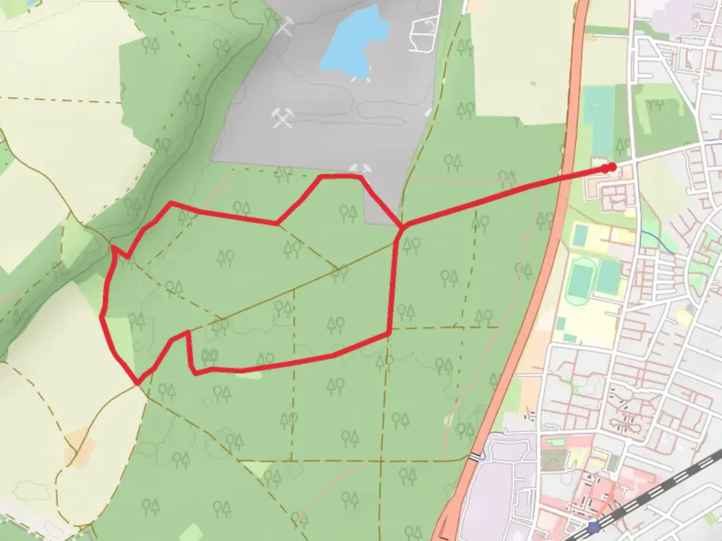 An image depicting the trail Walderlebnispfad Rothschwaiger Forst and its surrounding area.
