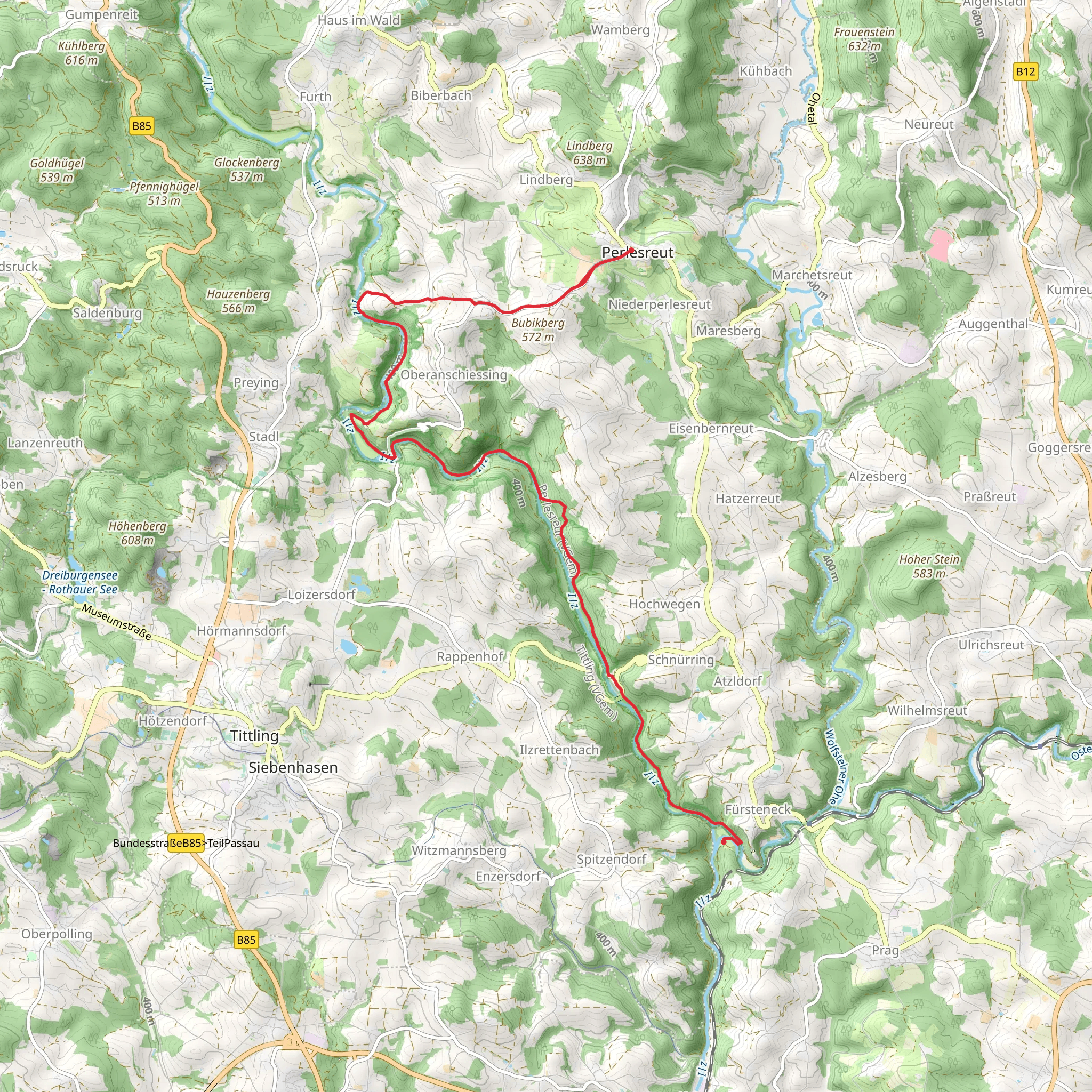 Perlesreut to Fürsteneck via Golsteig mobile static map