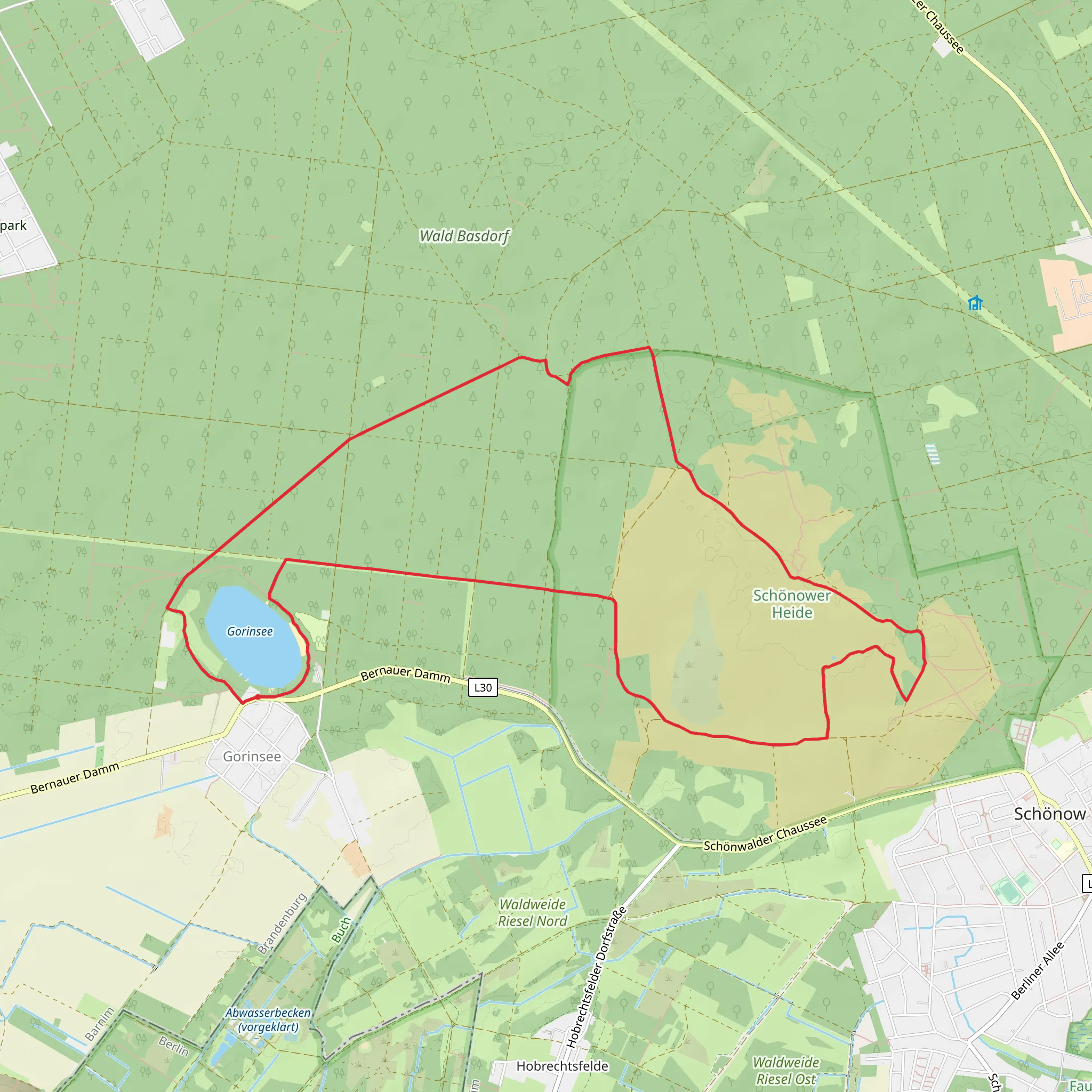 Gorinsee and Schönower Heide Loop mobile static map