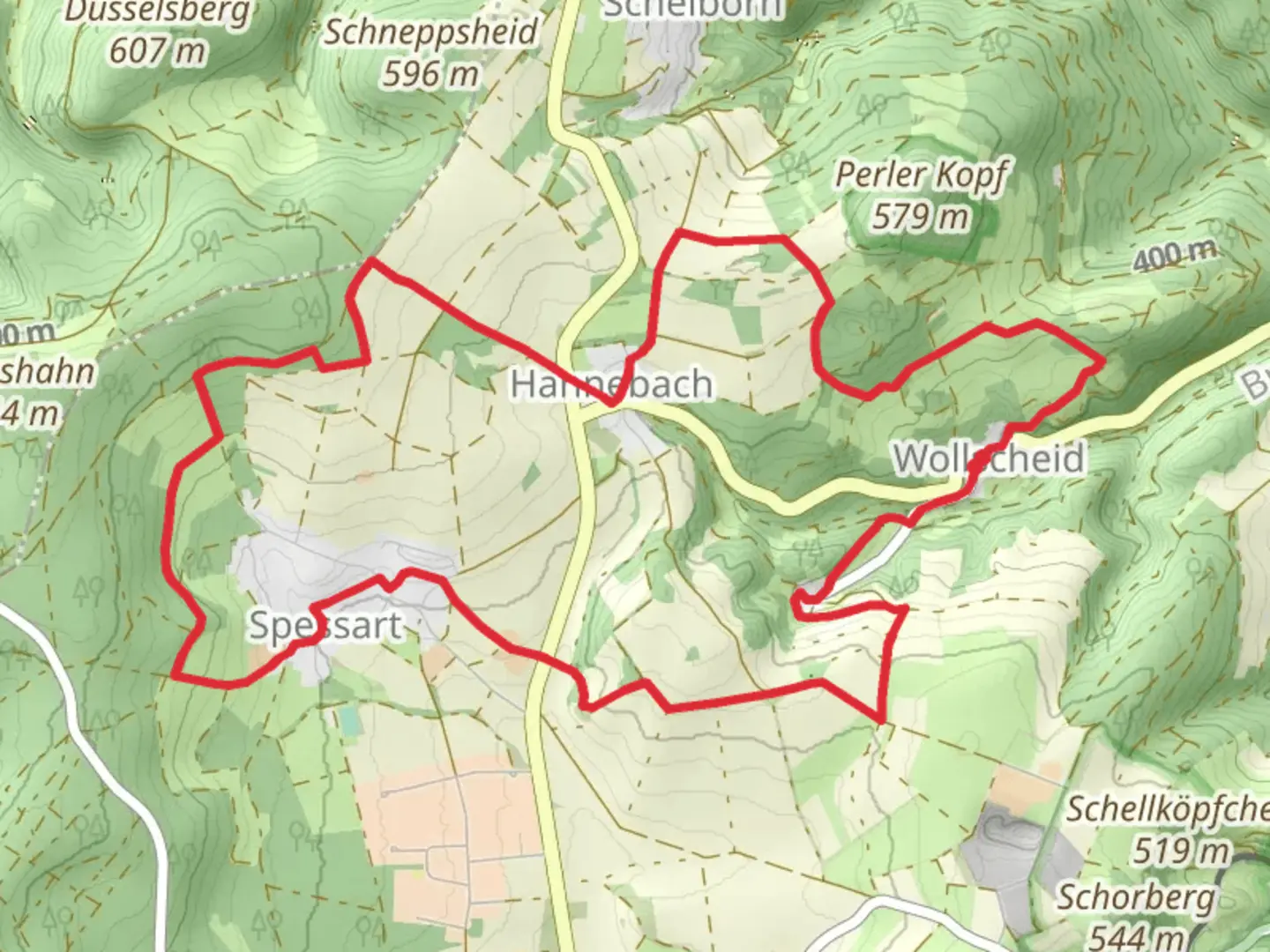An image depicting the trail Spessart Loop and its surrounding area.